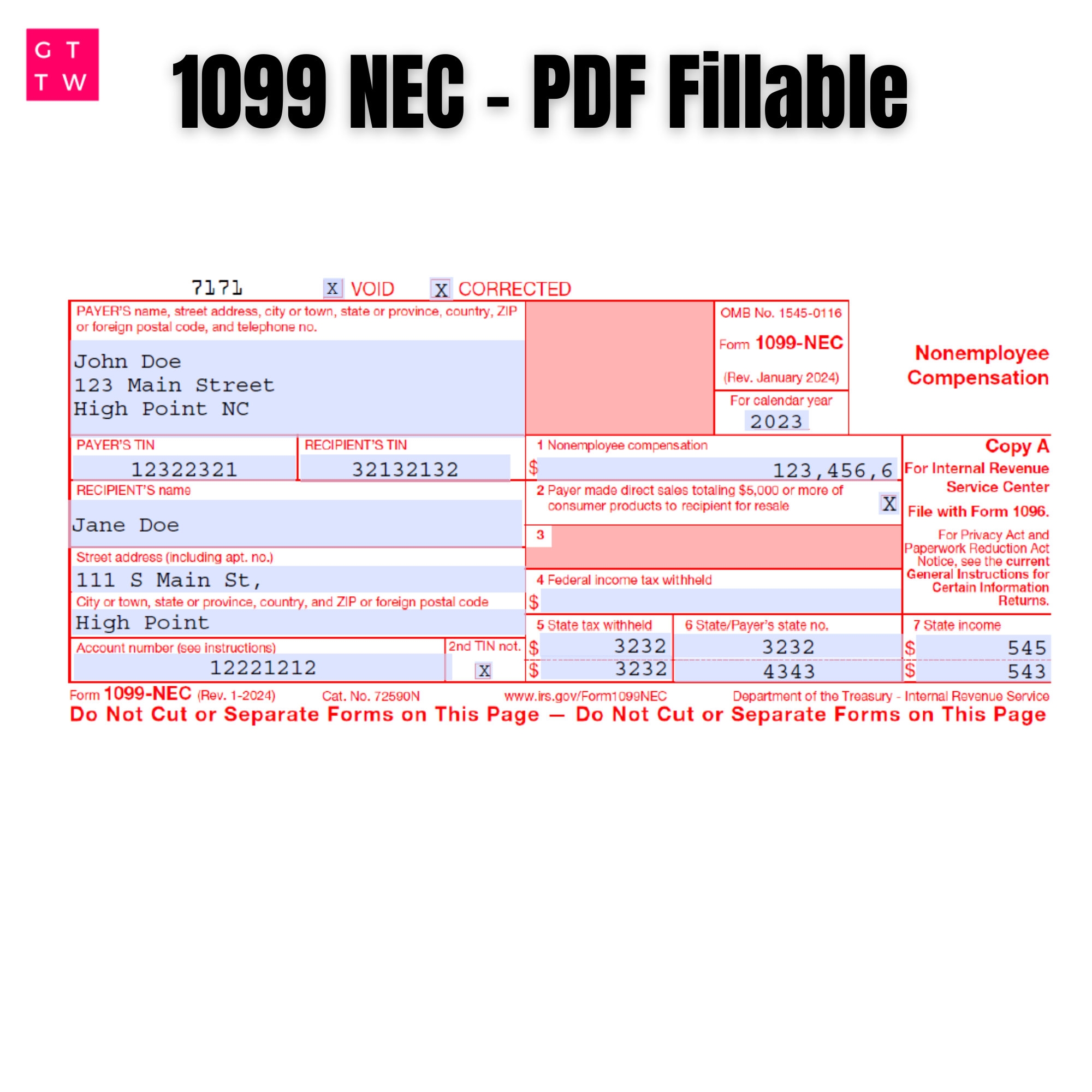 1099-Nec Form Template