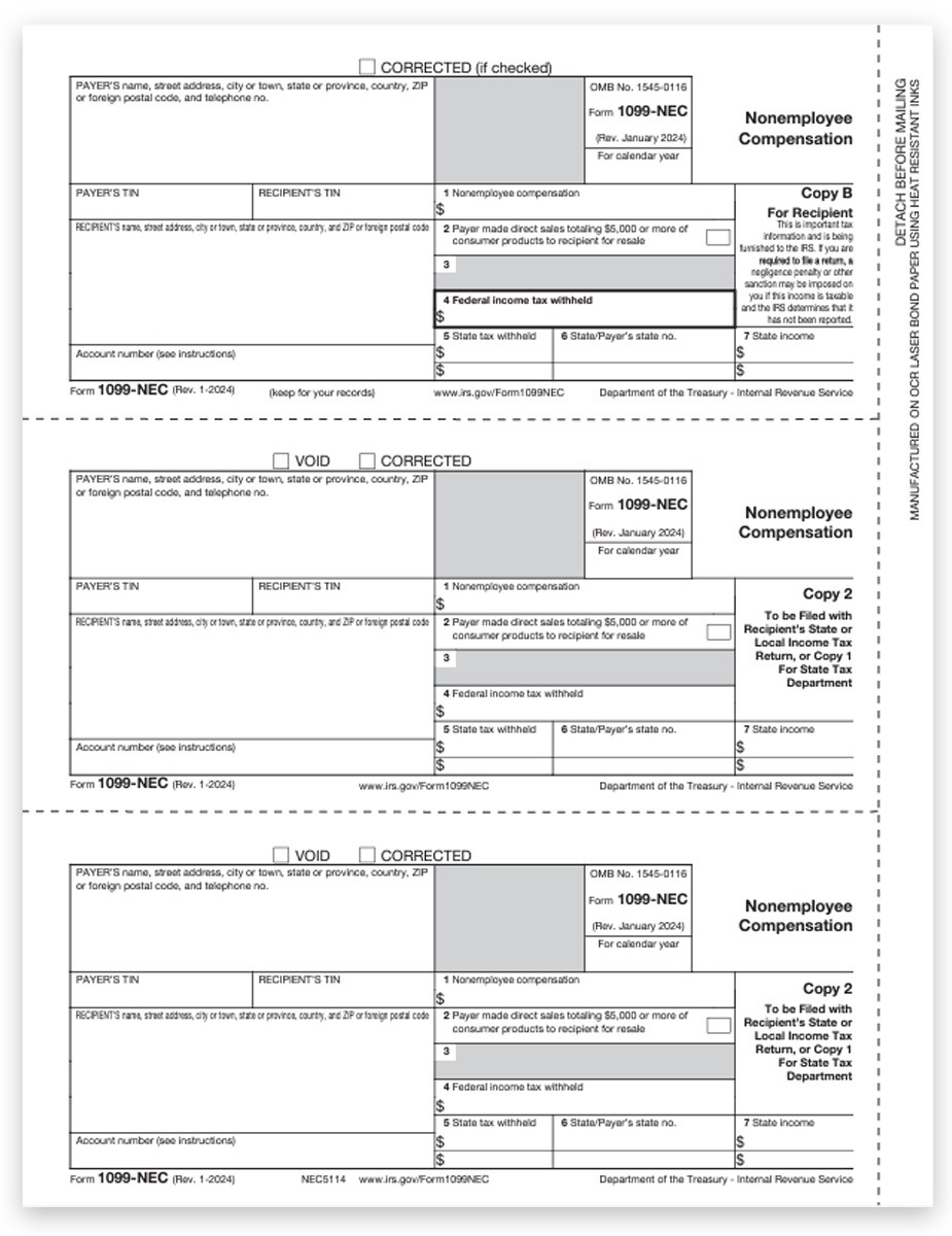1099 NEC Form Combined Copy B 2 Extra Recipient U0026 Payer