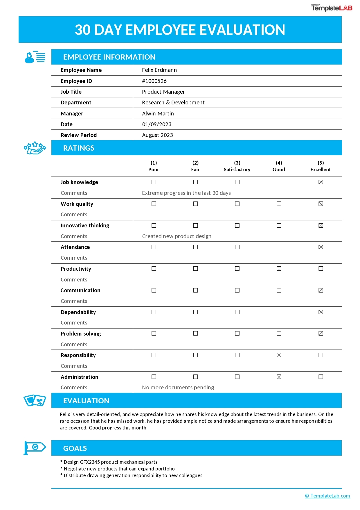Performance Review Forms Template