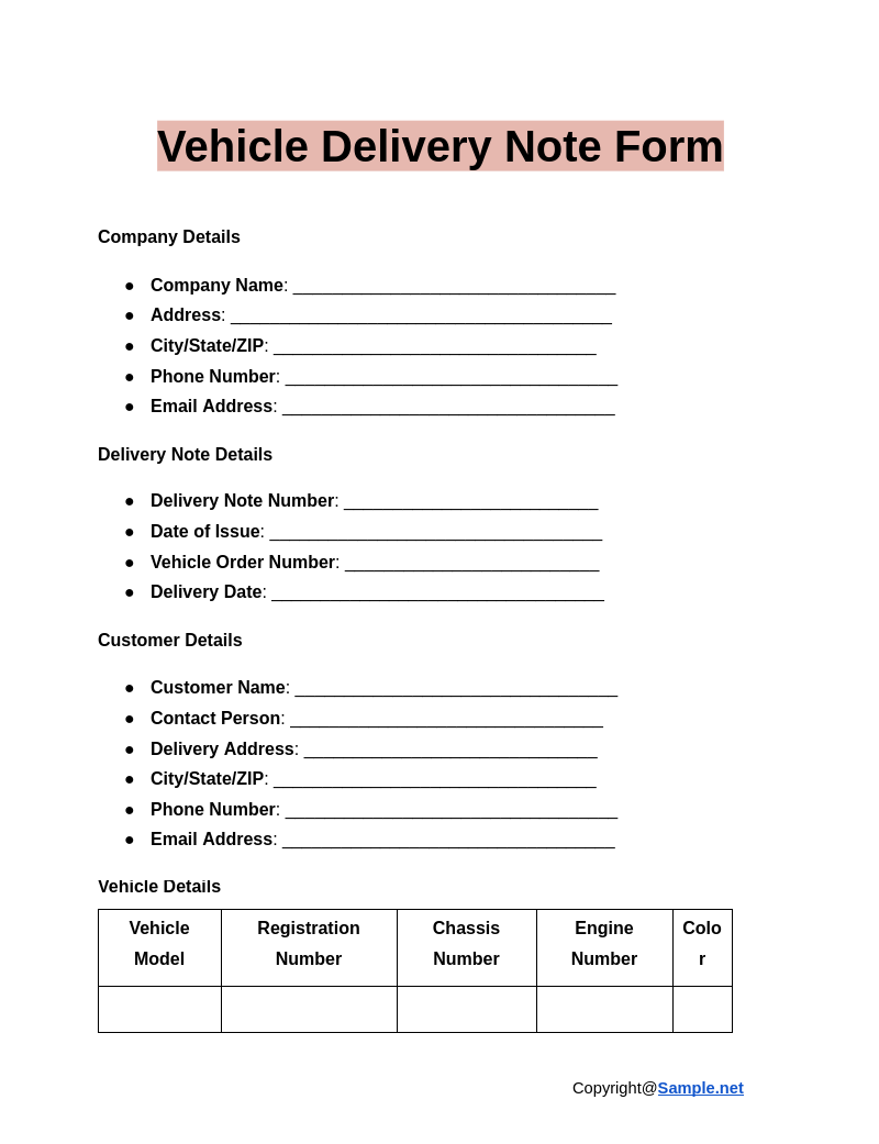 13 FREE Delivery Note Form Samples To Download