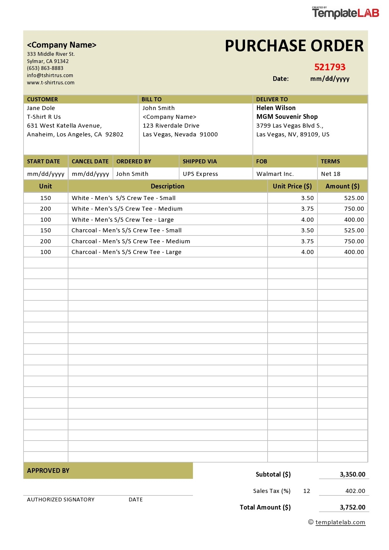 Product Order Form Template