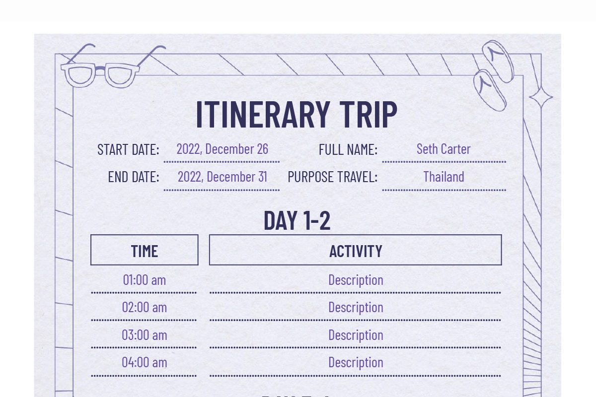 200 Free Itinerary Templates Thegoodocs