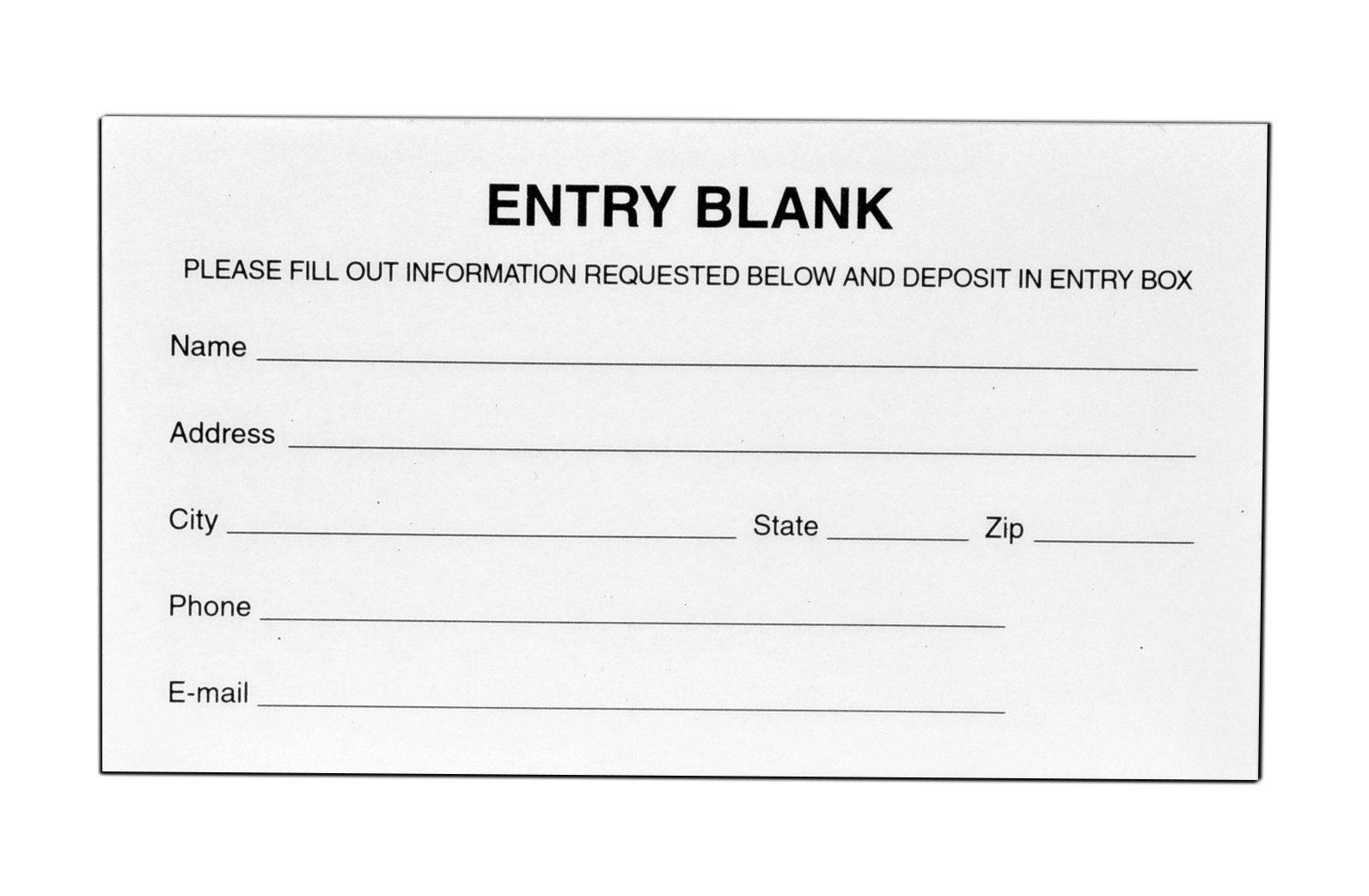 Template For Drawing Entry Form