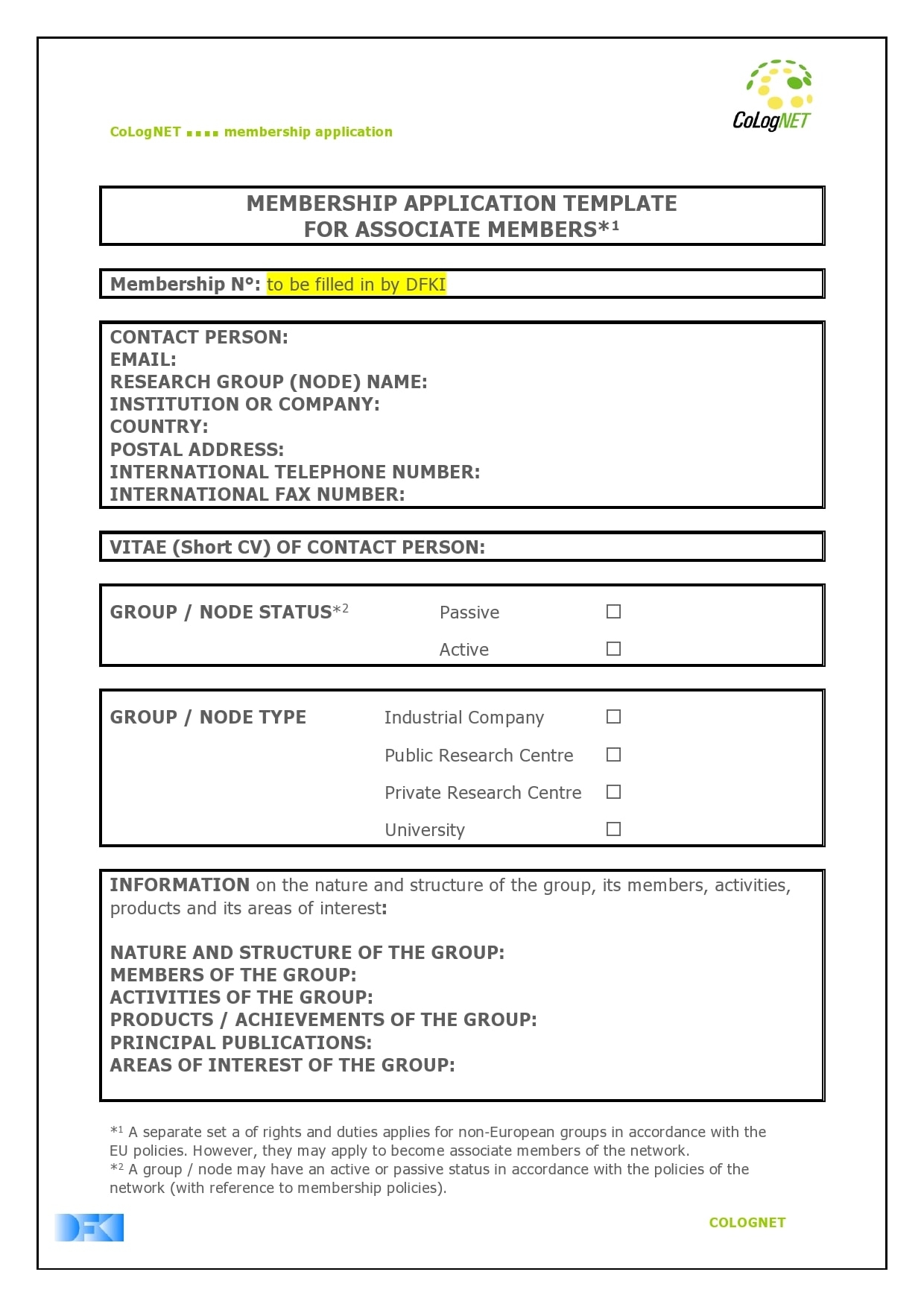 Membership Application Form Template
