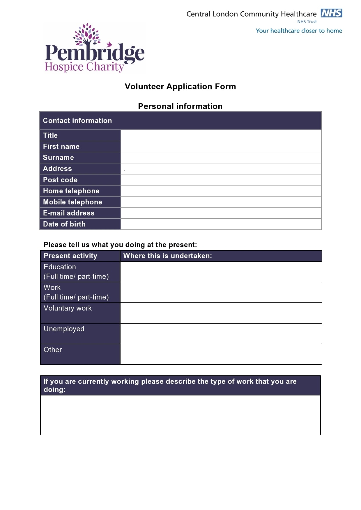 30 Printable Volunteer Application Templates Free TemplateArchive