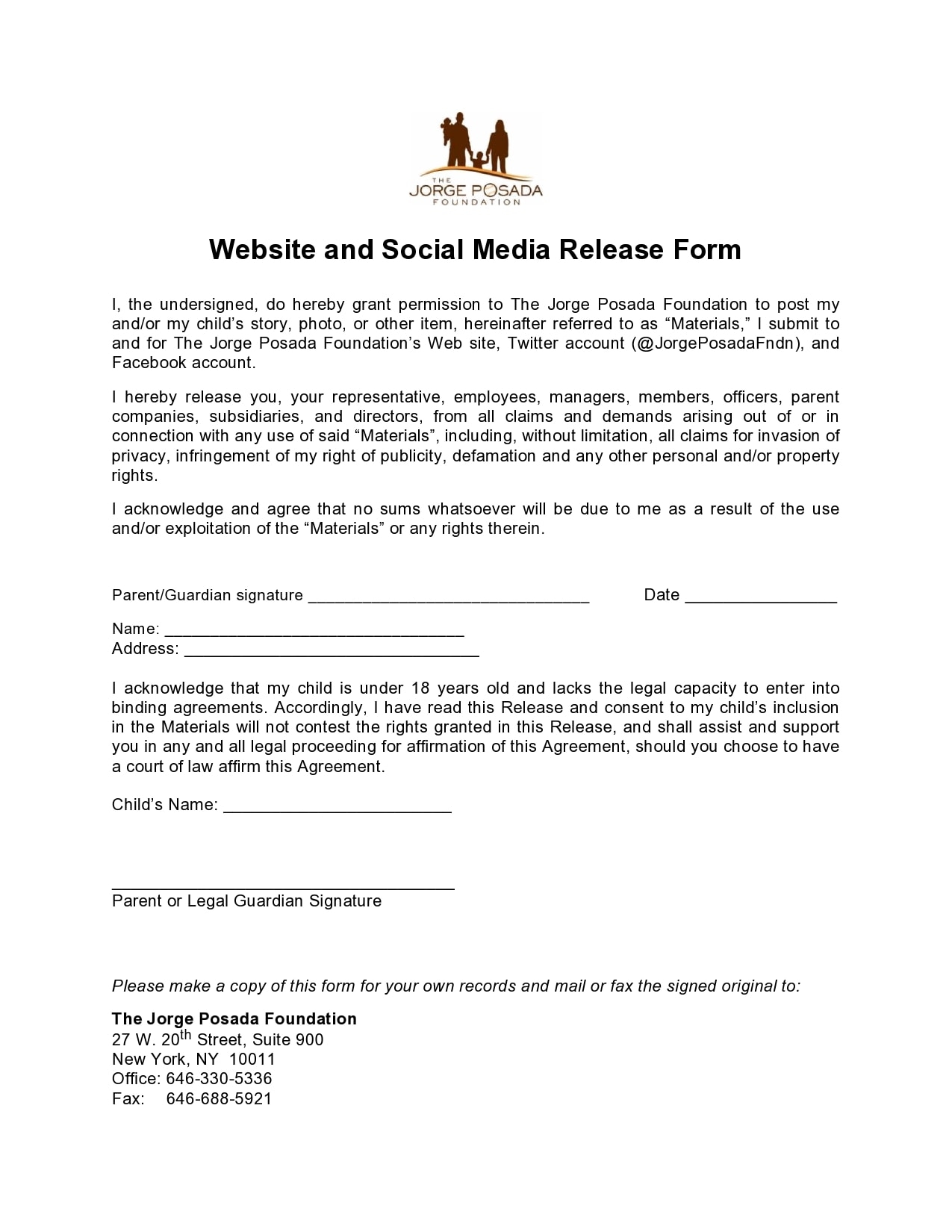 30 Standard Media Release Forms Photo Social Website 