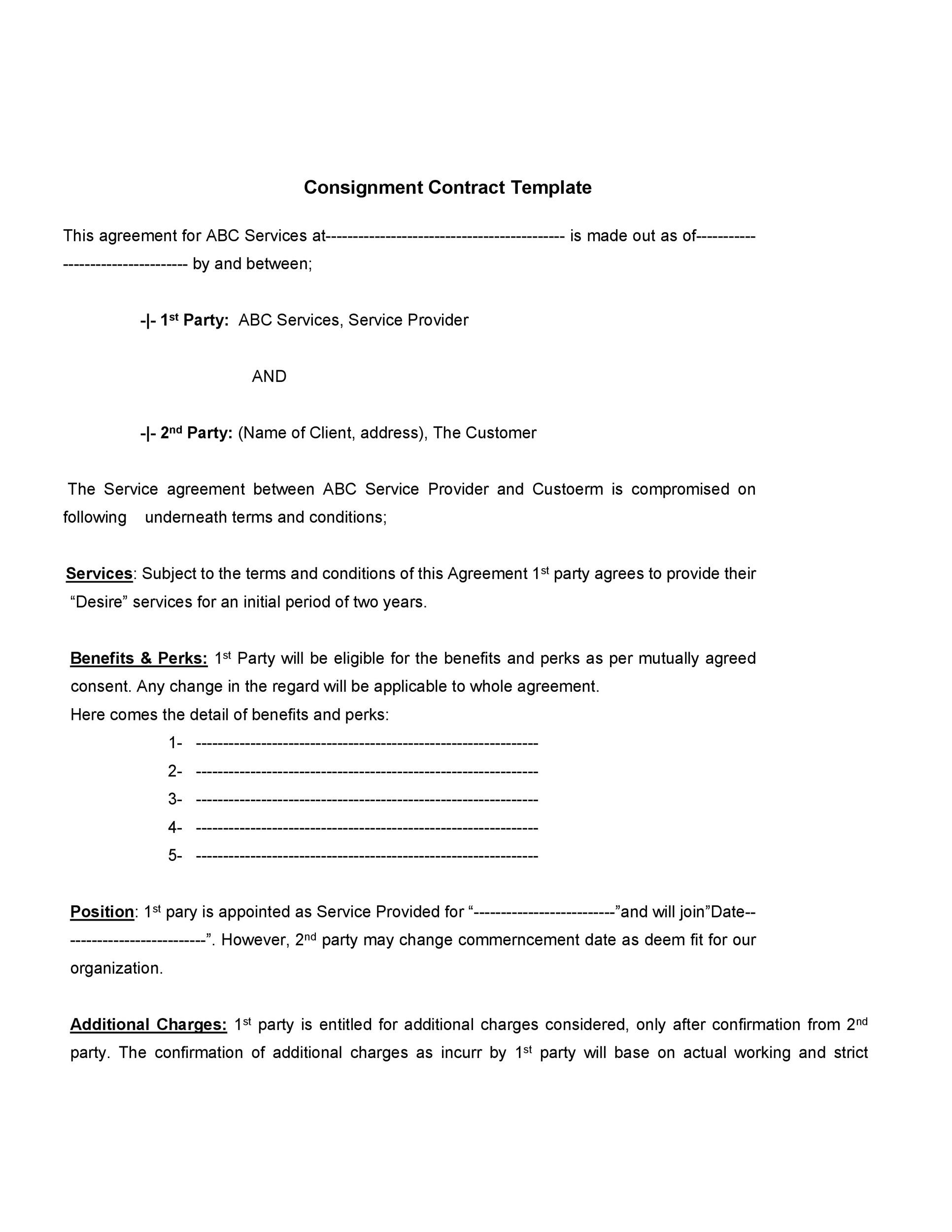 40 Best Consignment Agreement Templates U0026 Forms TemplateLab