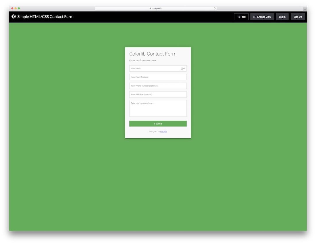 Html Contact Form Template