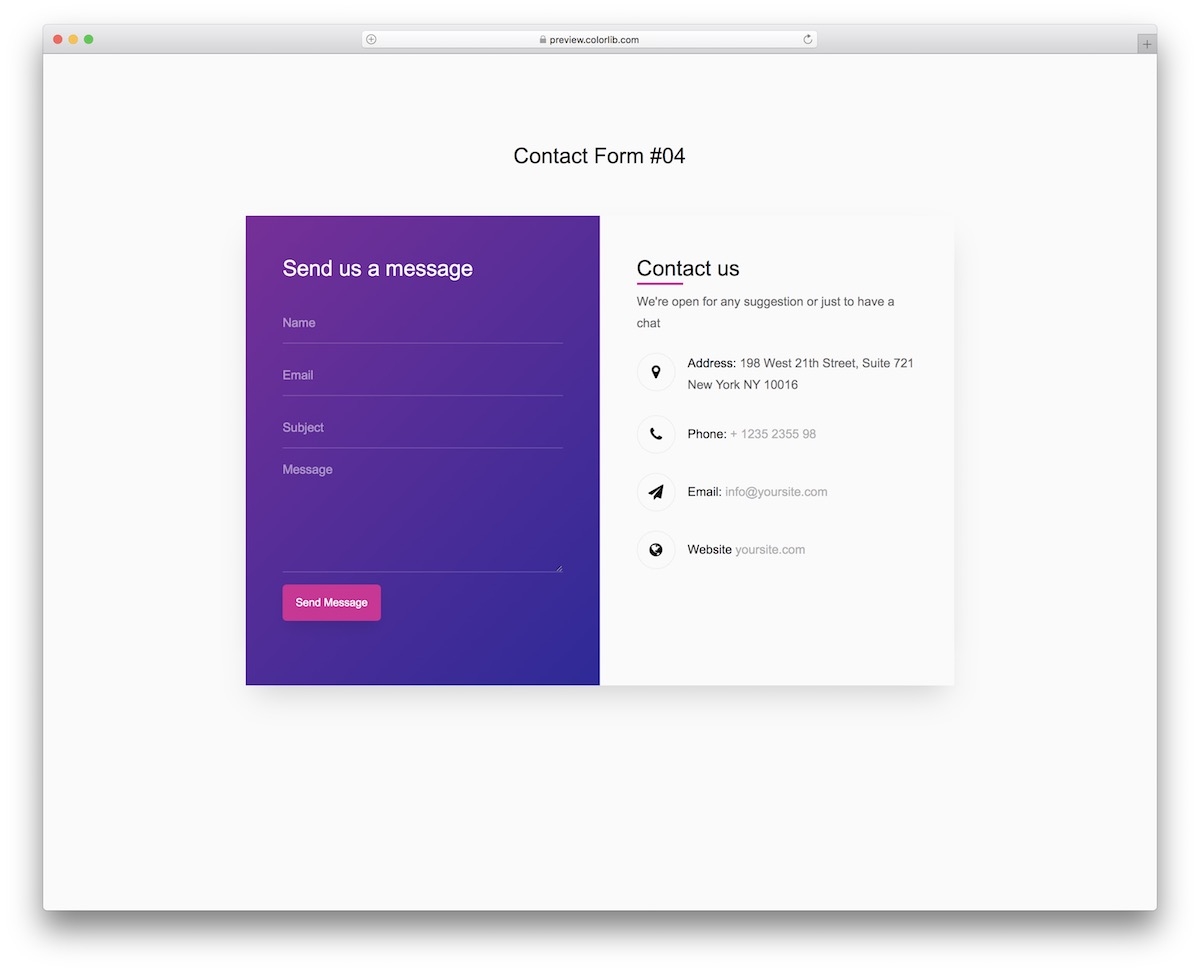 40 Best Free HTML5 U0026 CSS3 Contact Form Templates 2025 Colorlib