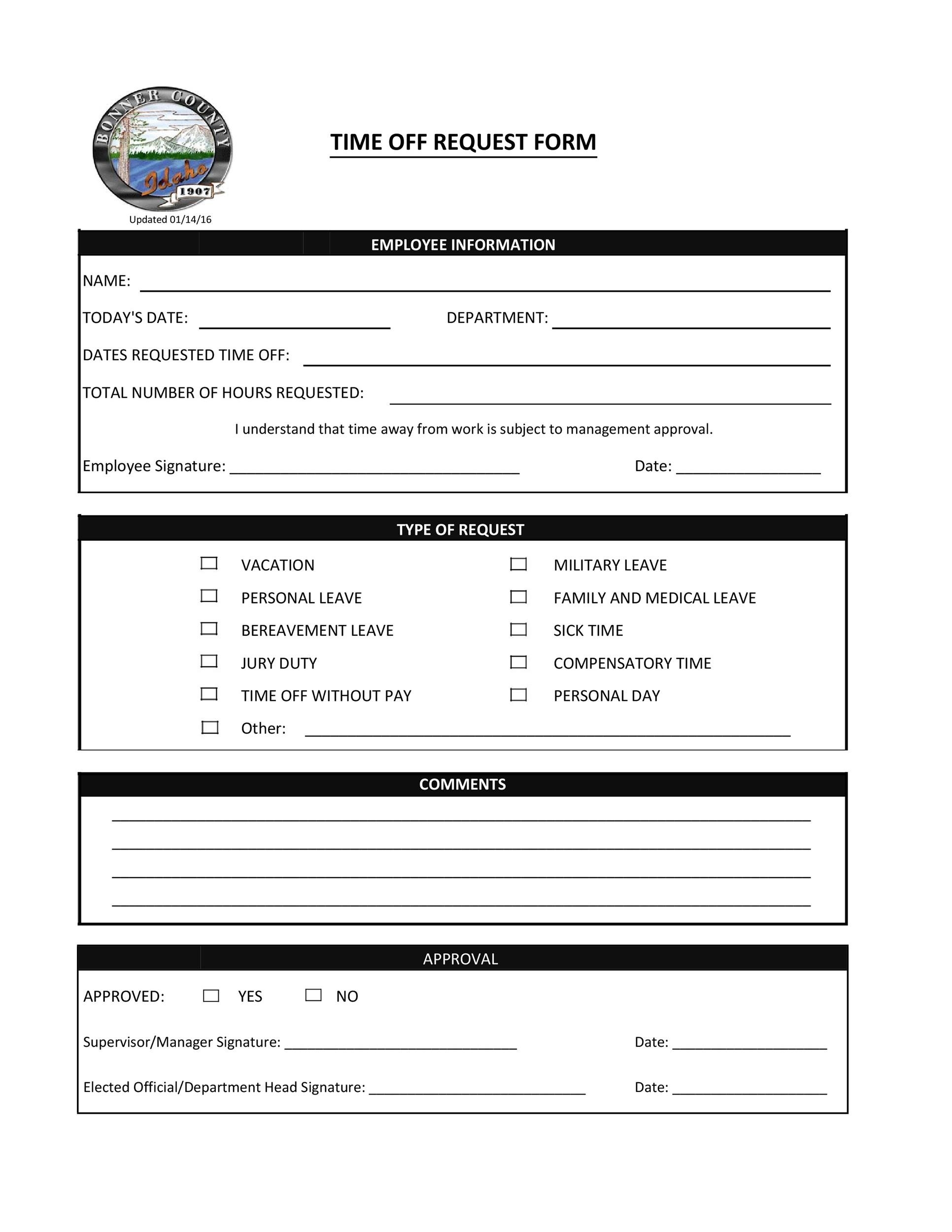 40 Effective Time Off Request Forms Templates TemplateLab