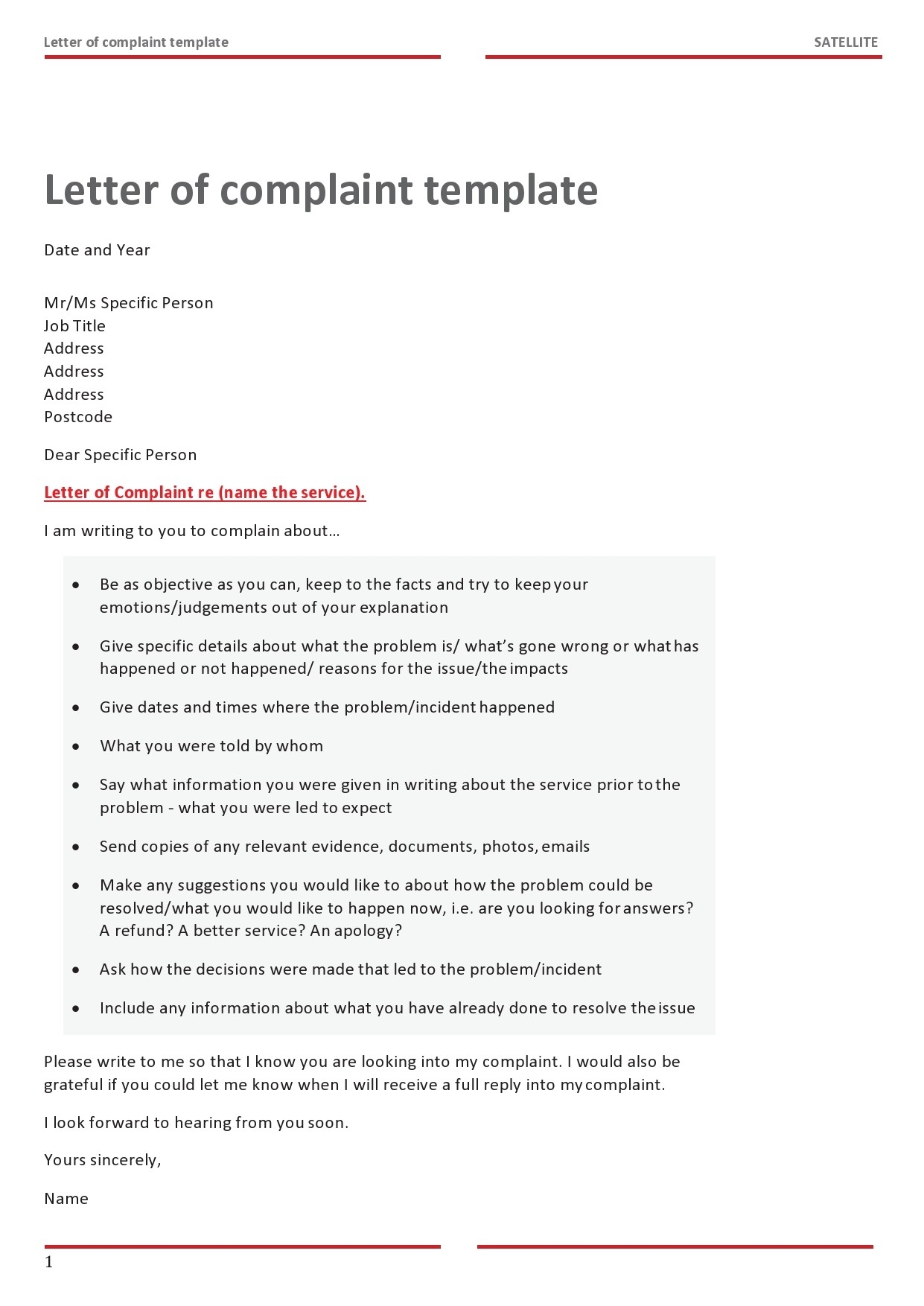 40 Formal Complaint Letter Templates Word TemplateLab