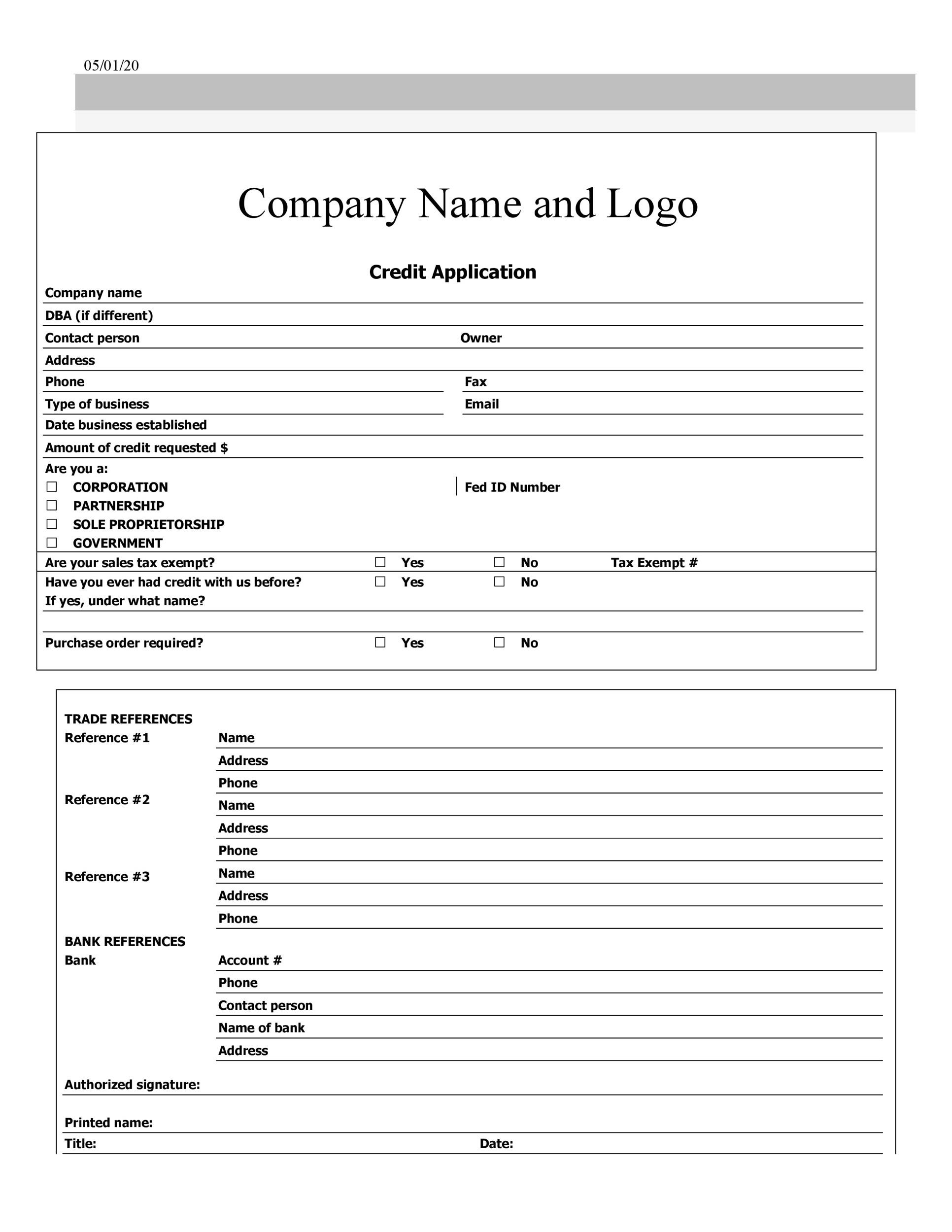 40 Free Credit Application Form Templates U0026 Samples