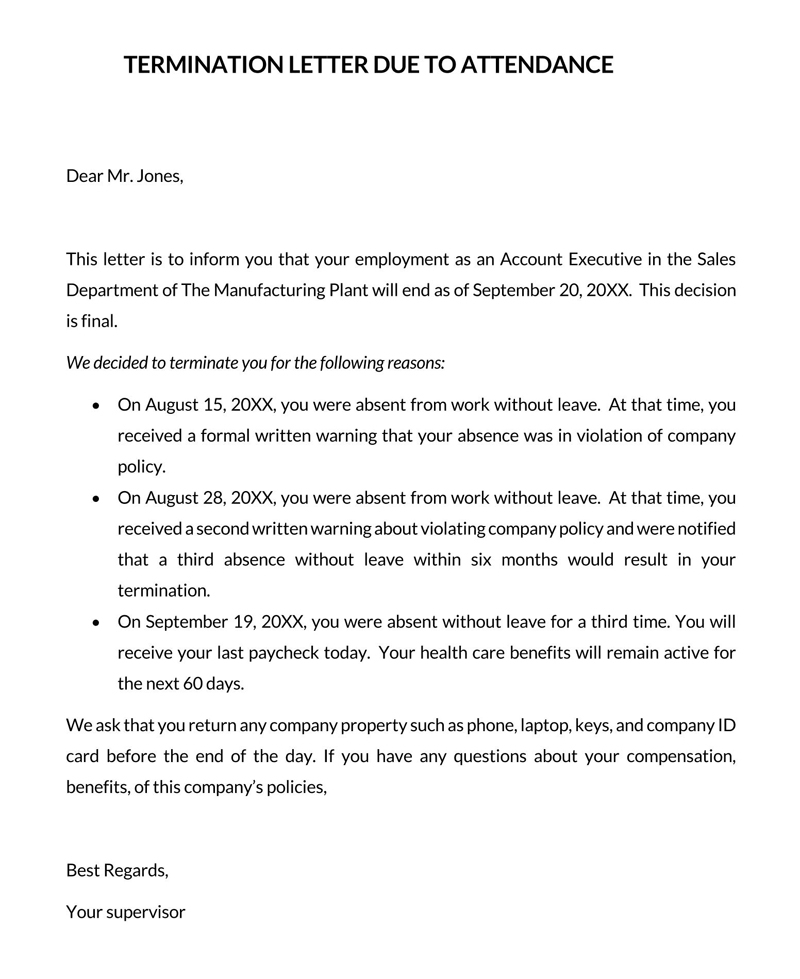 Employee Termination Form Template
