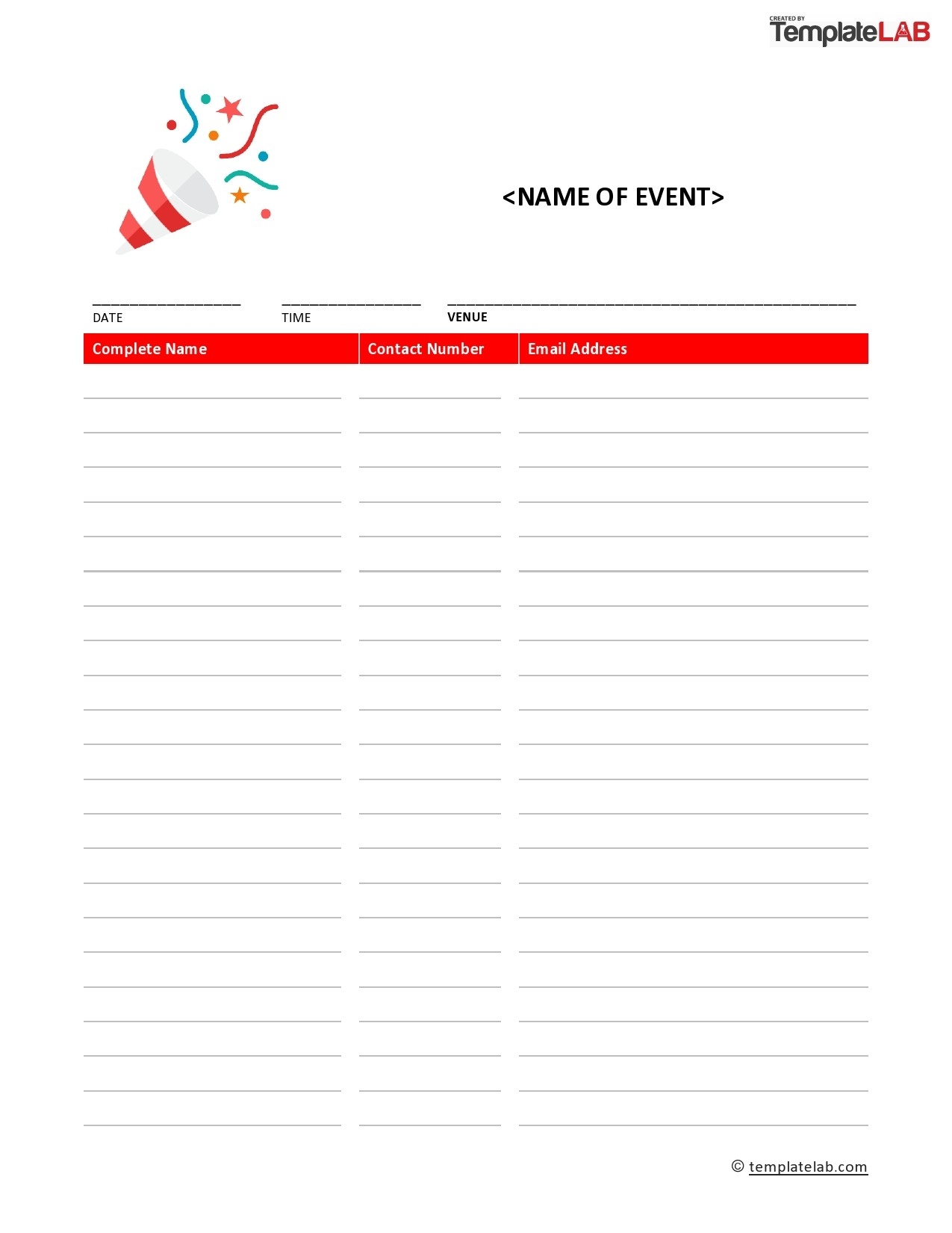 Sign In Form Template Word