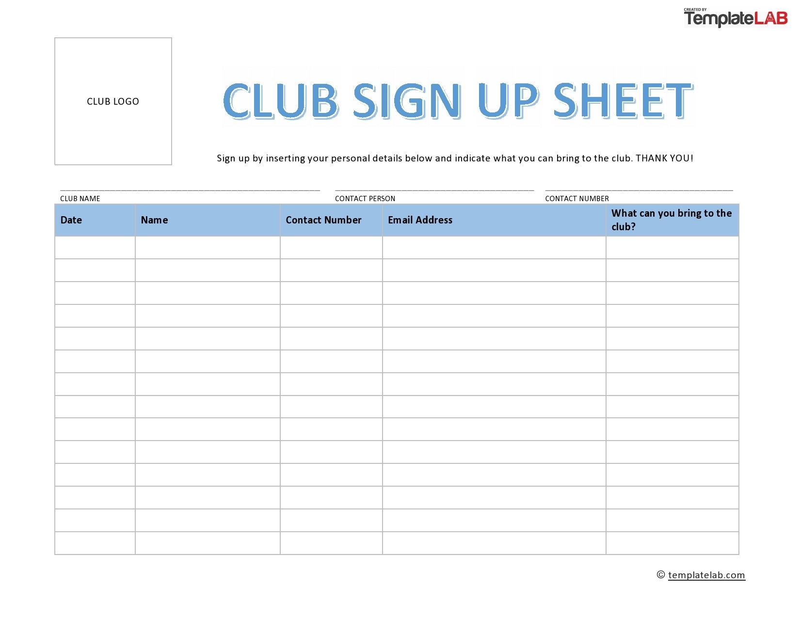 Club Interest Form Template