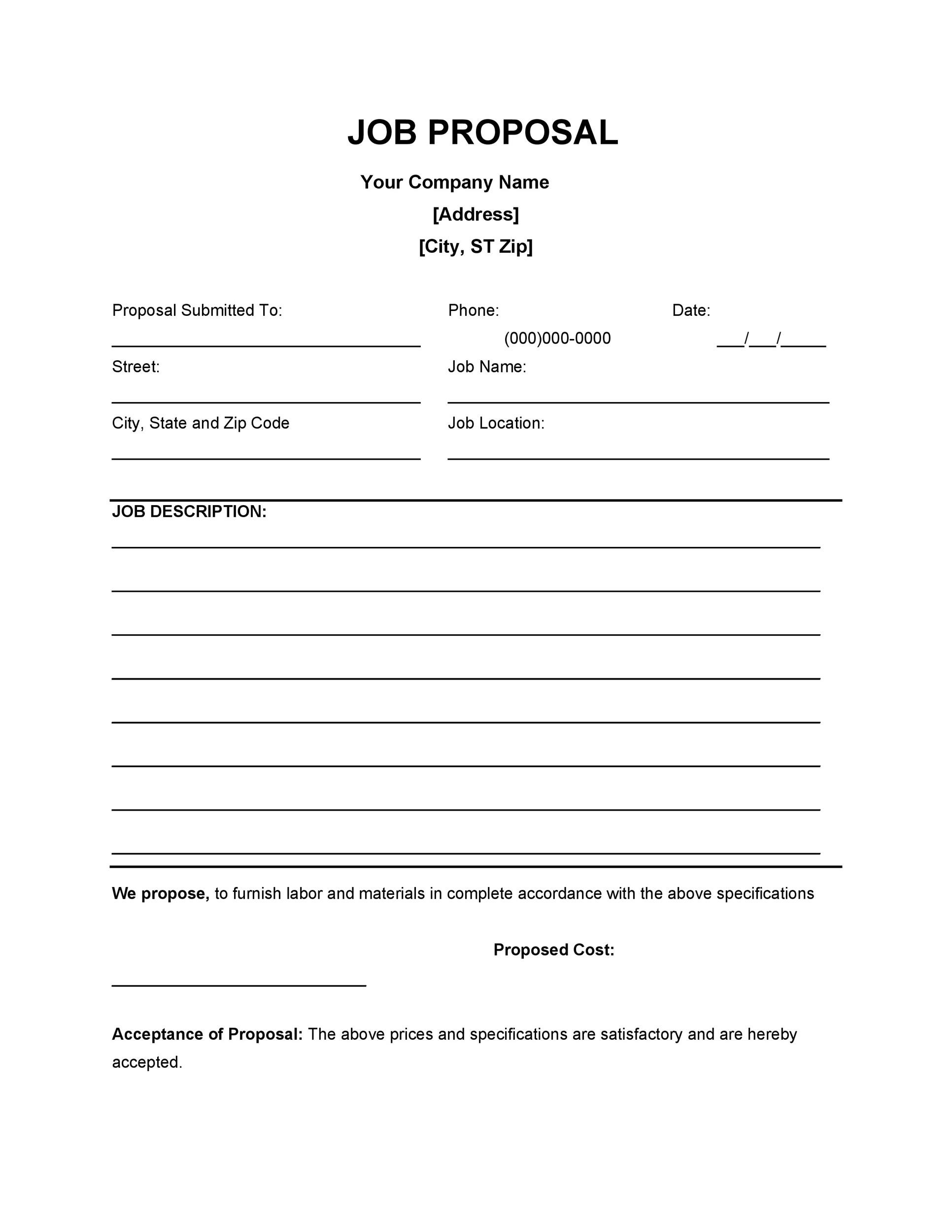 Proposal Form Template Word