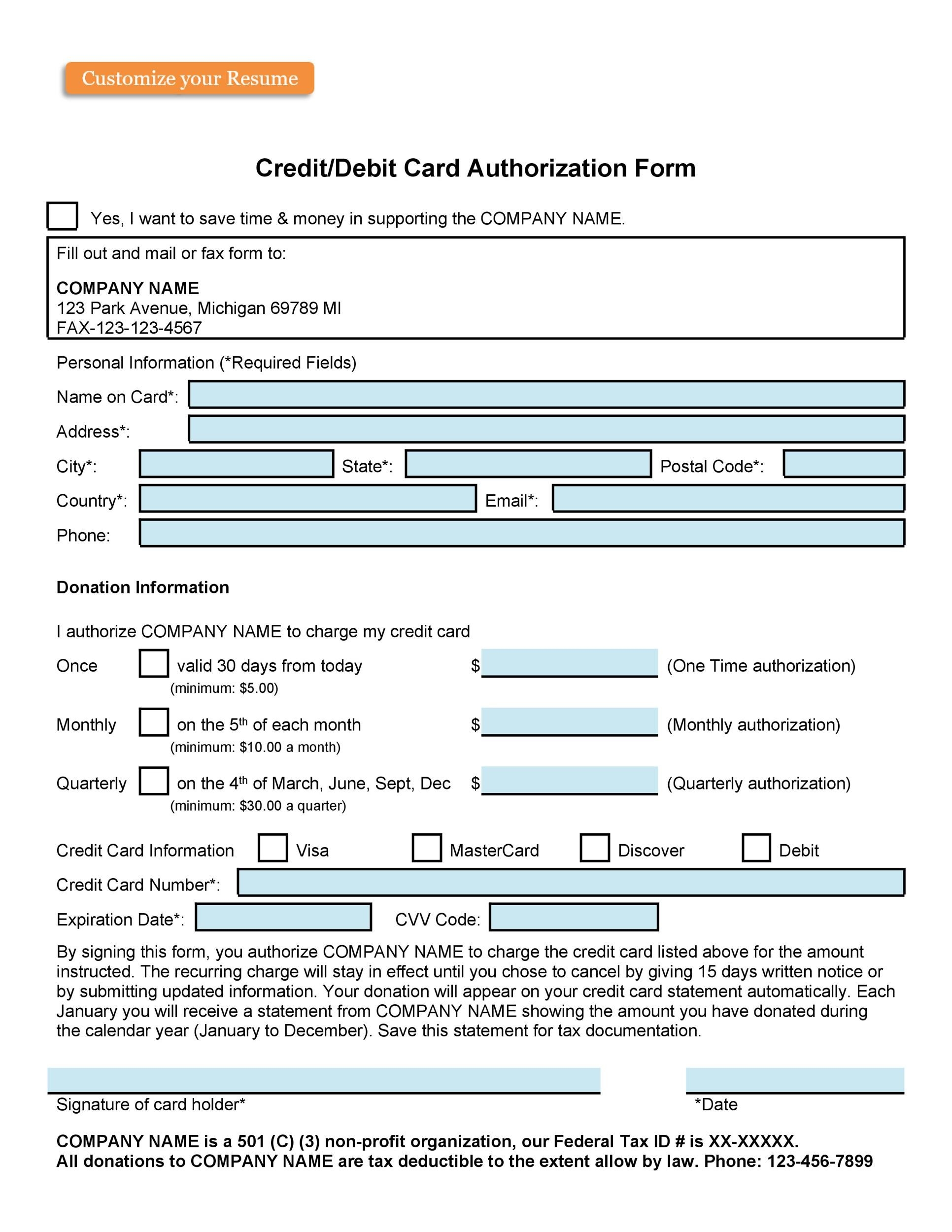 43 Credit Card Authorization Forms Templates Ready to Use 