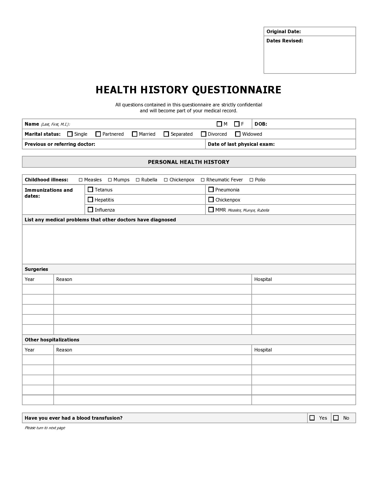 Sample Medical Form Template