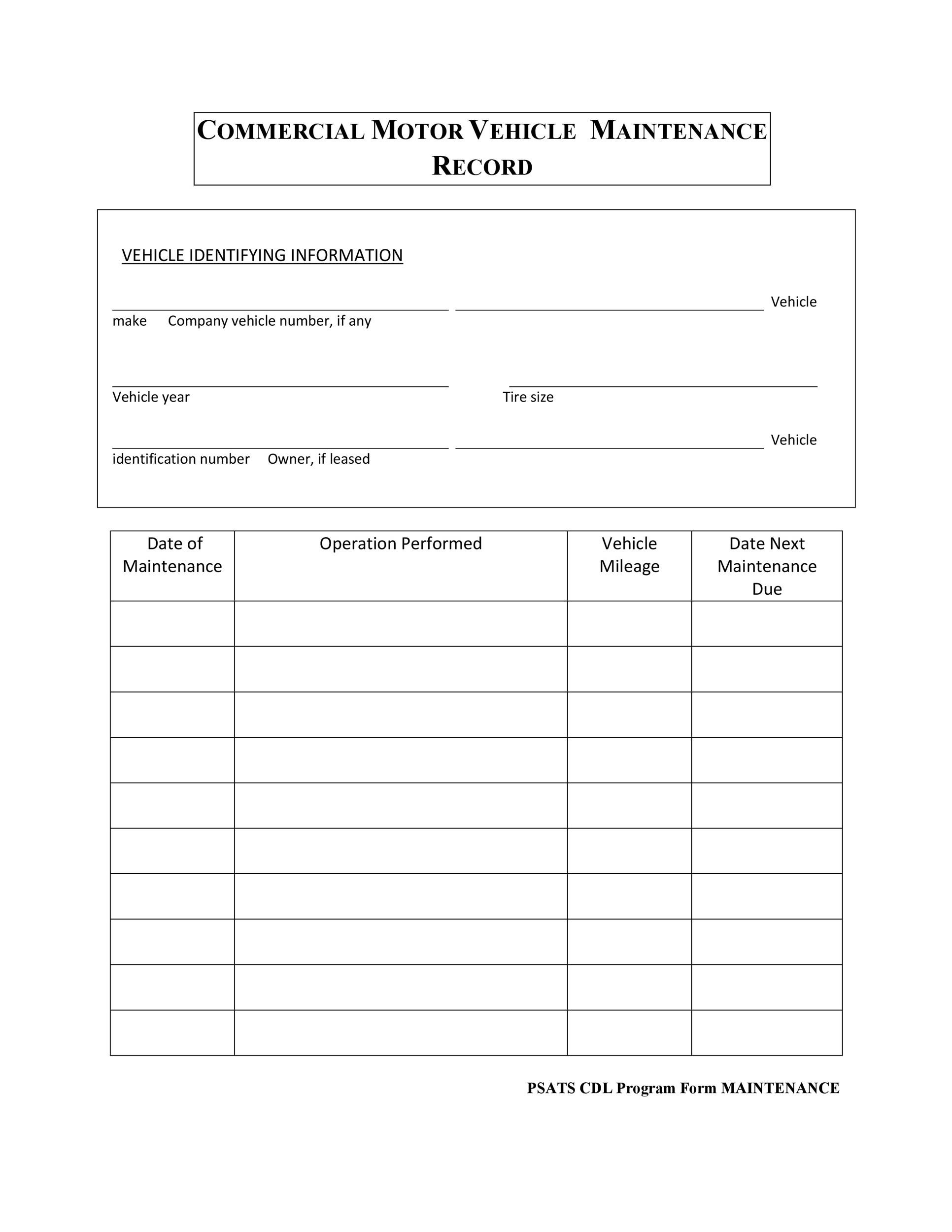 43 Printable Vehicle Maintenance Log Templates TemplateLab