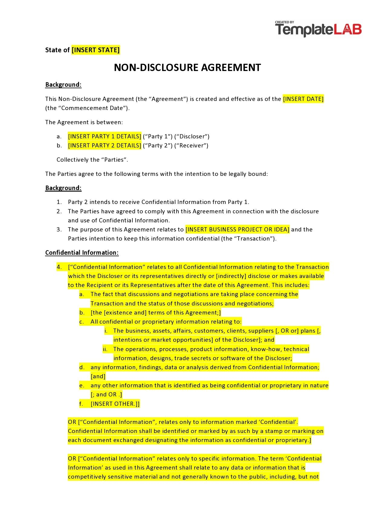 44 Non Disclosure Agreement Templates NDA Forms 