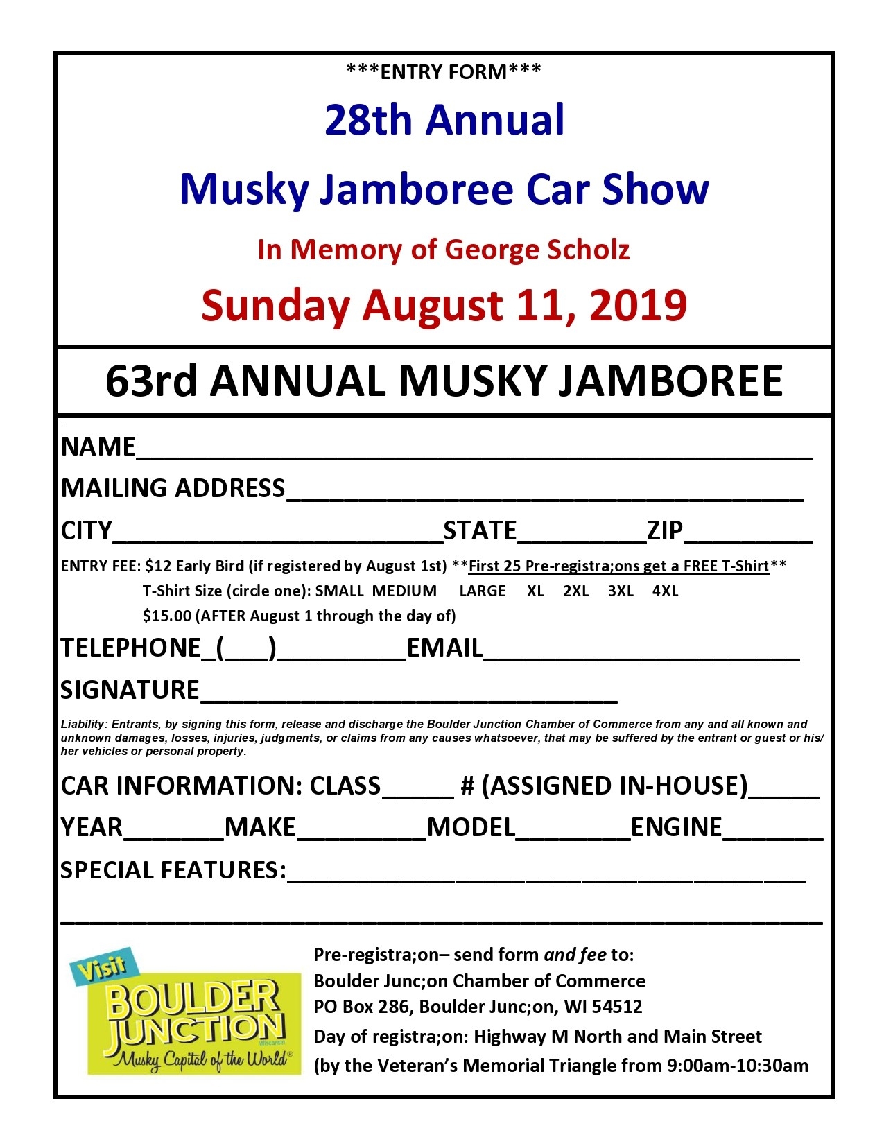Car Show Registration Form Template