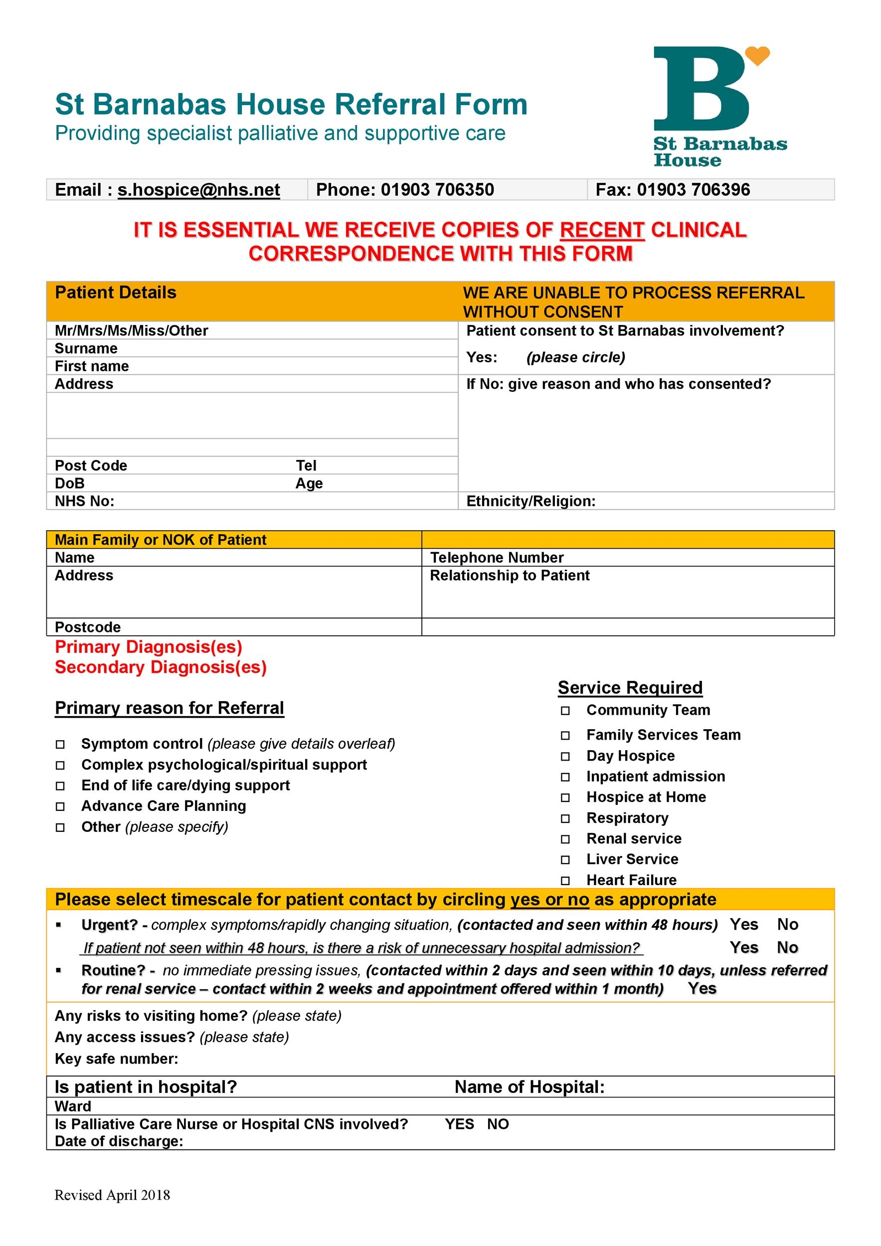 Physician Referral Form Template