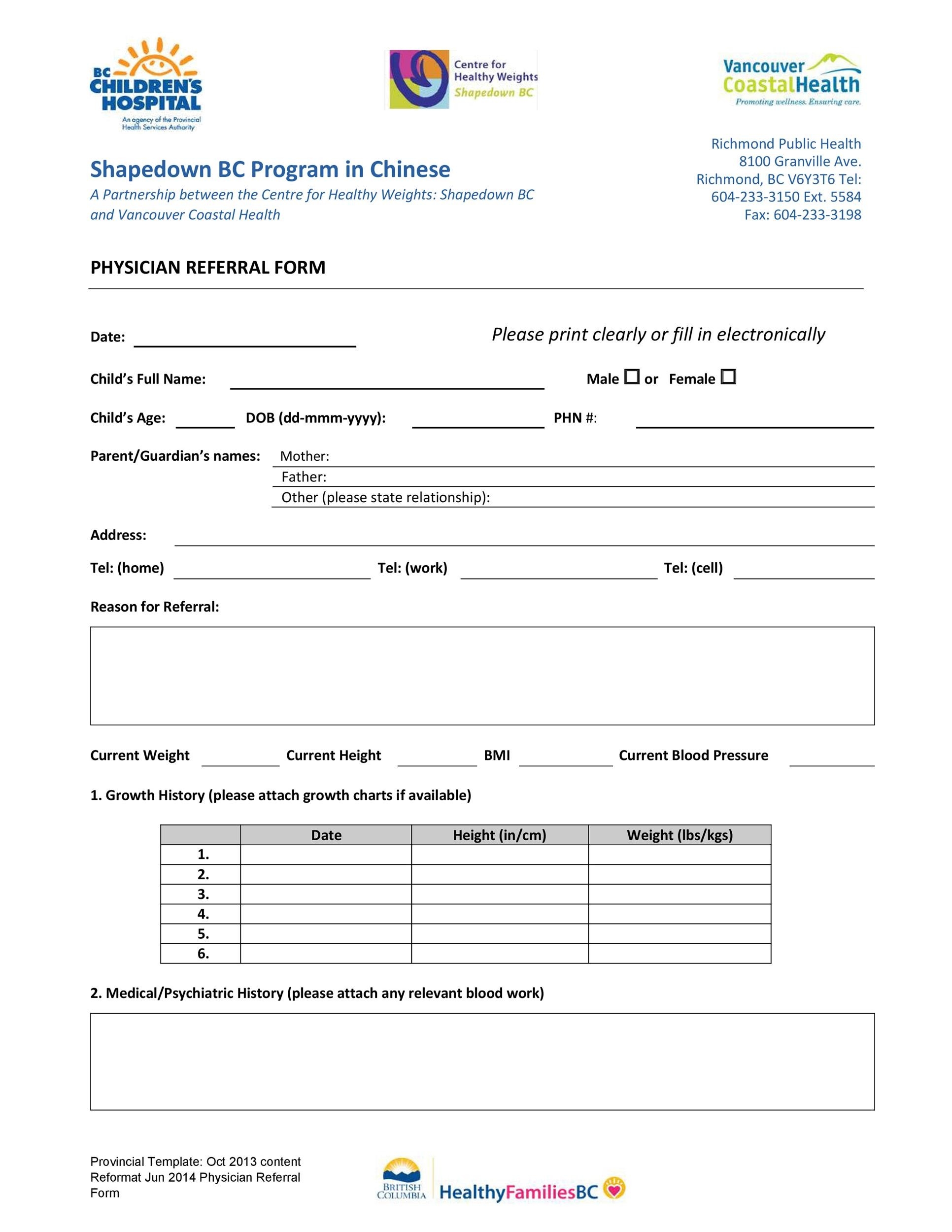 Medical Referral Form Template Word