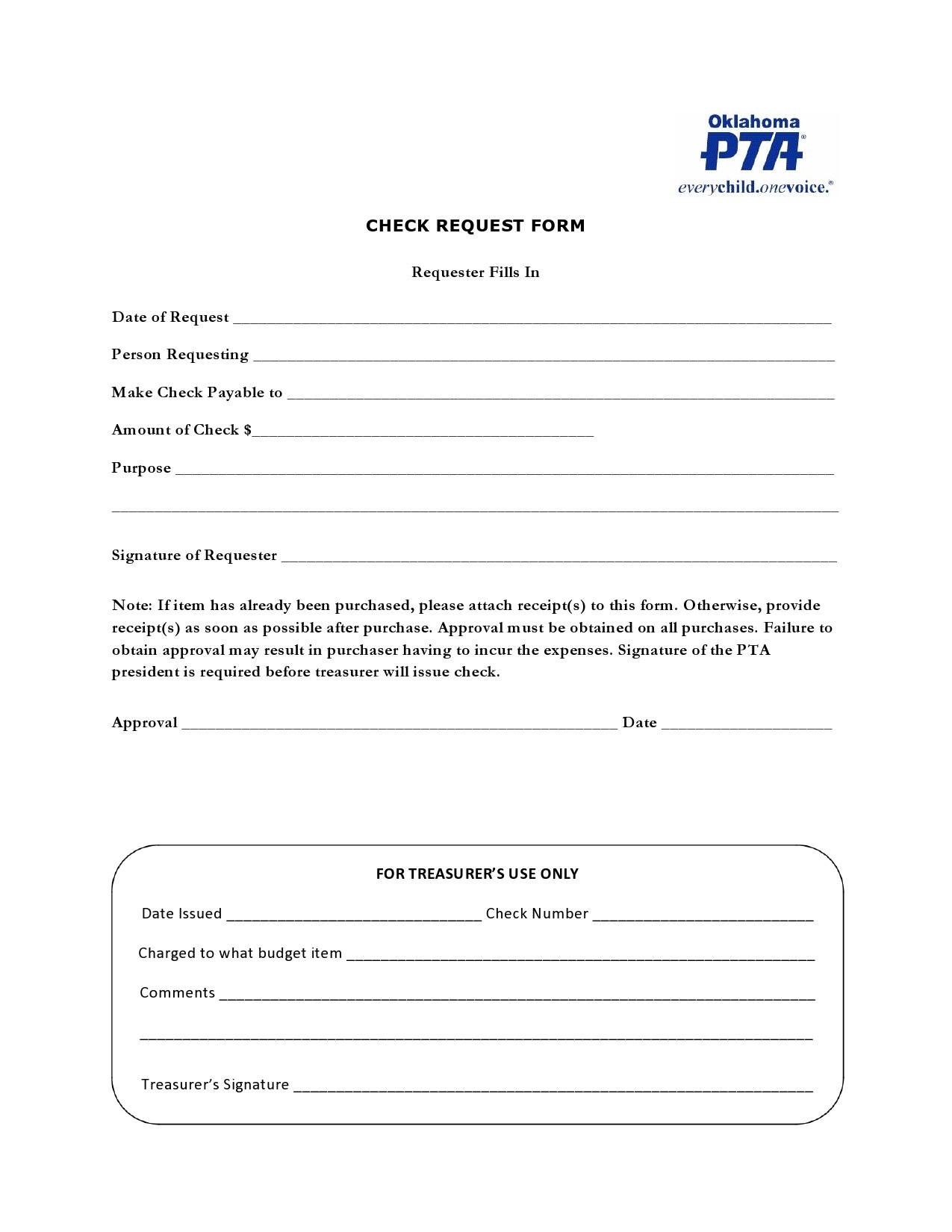 Check Request Form Template Word