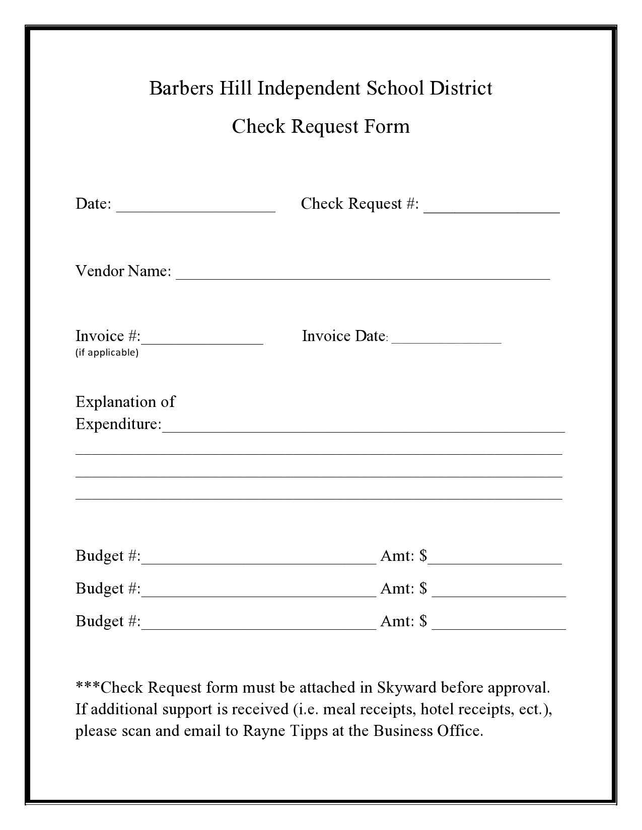 Vendor Payment Form Template