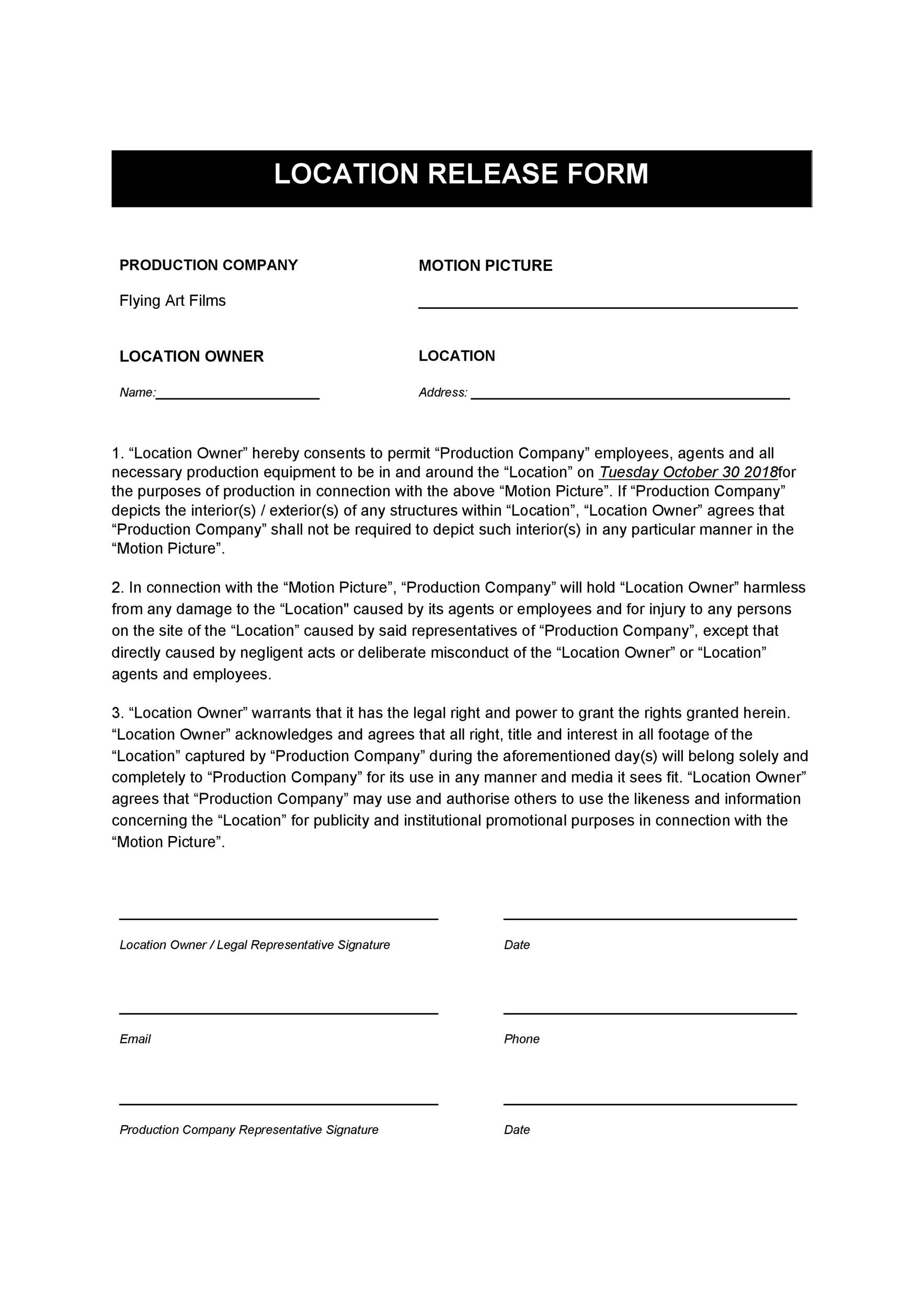 Property Release Form Template