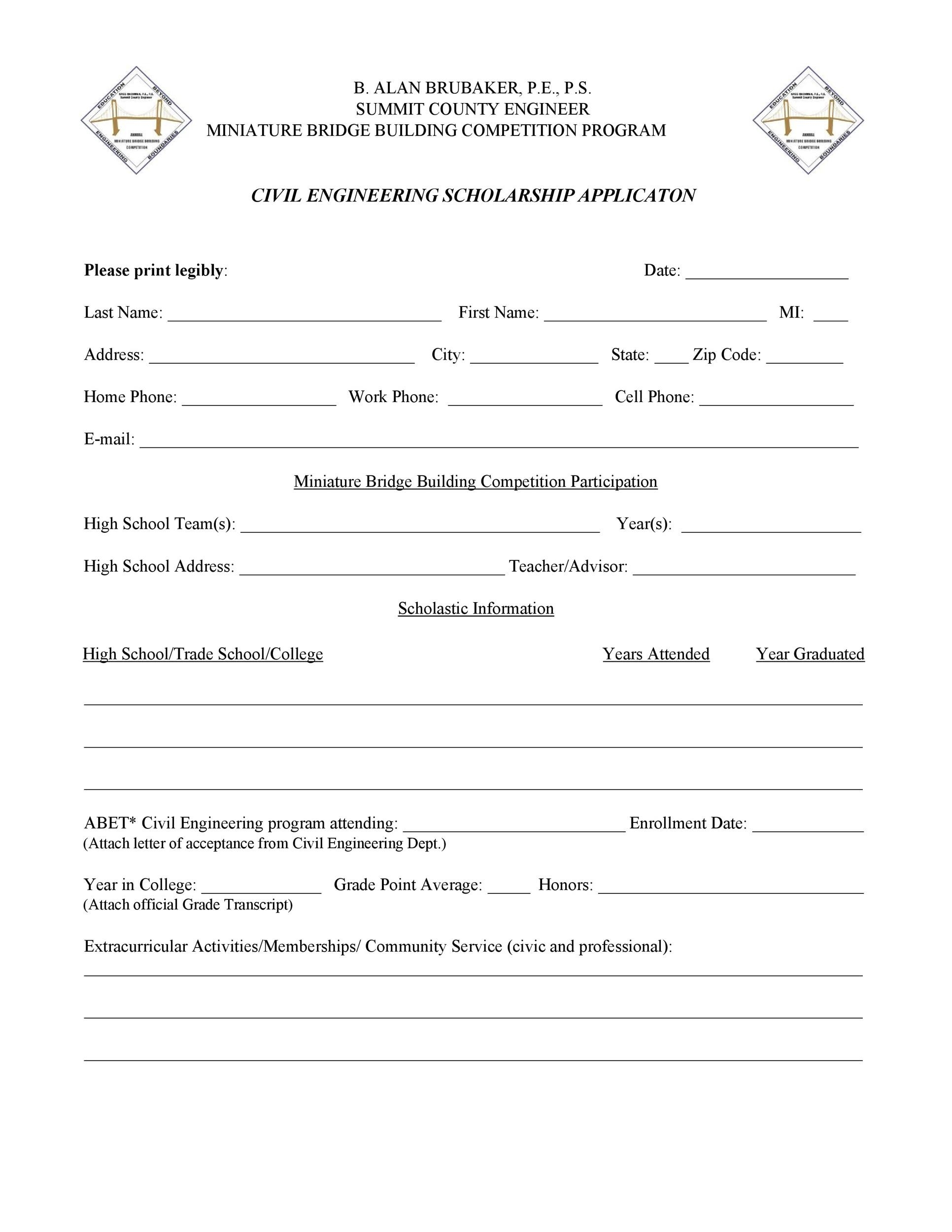 50 Free Scholarship Application Templates U0026 Forms TemplateLab
