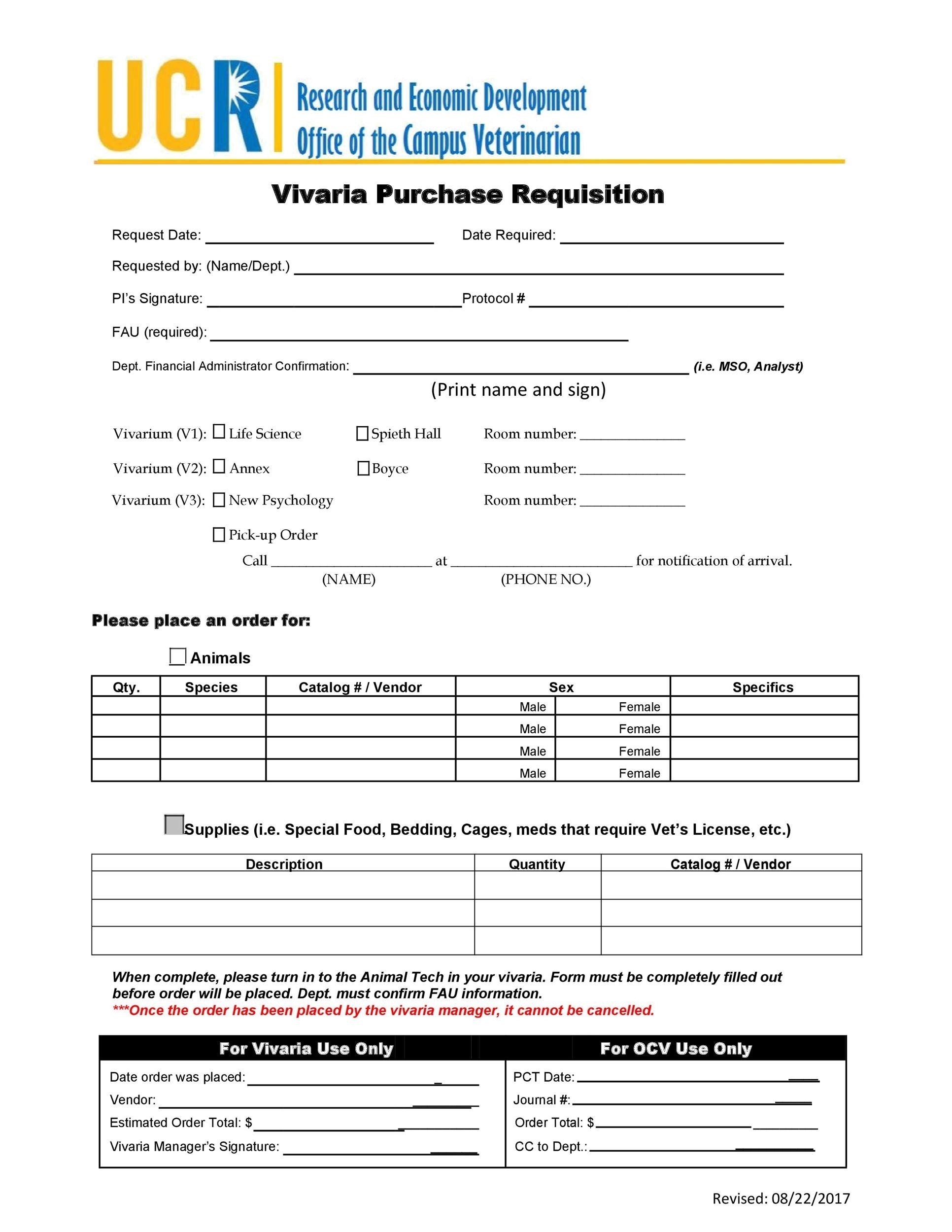 50 Professional Requisition Forms Purchase Materials Lab 