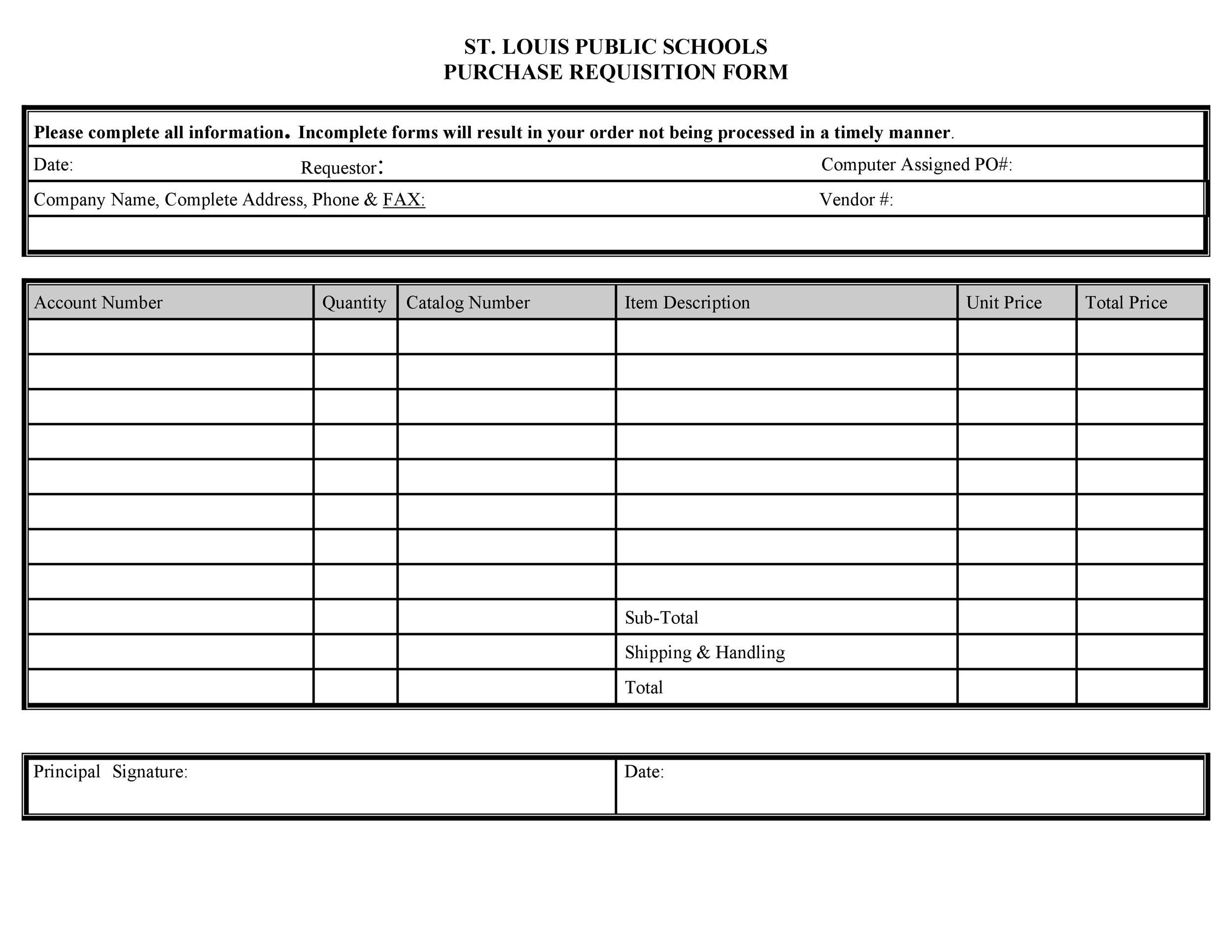 50 Professional Requisition Forms Purchase Materials Lab 