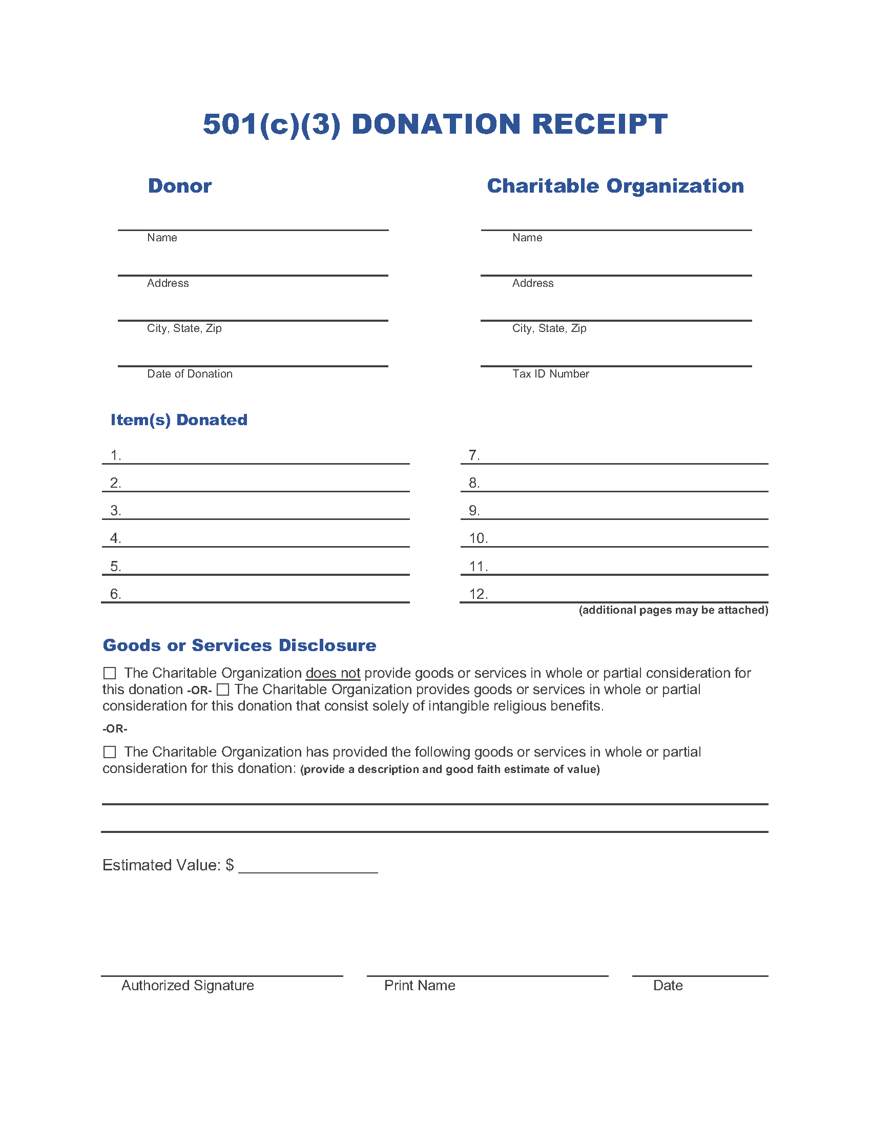 501 C 3 Forms Template