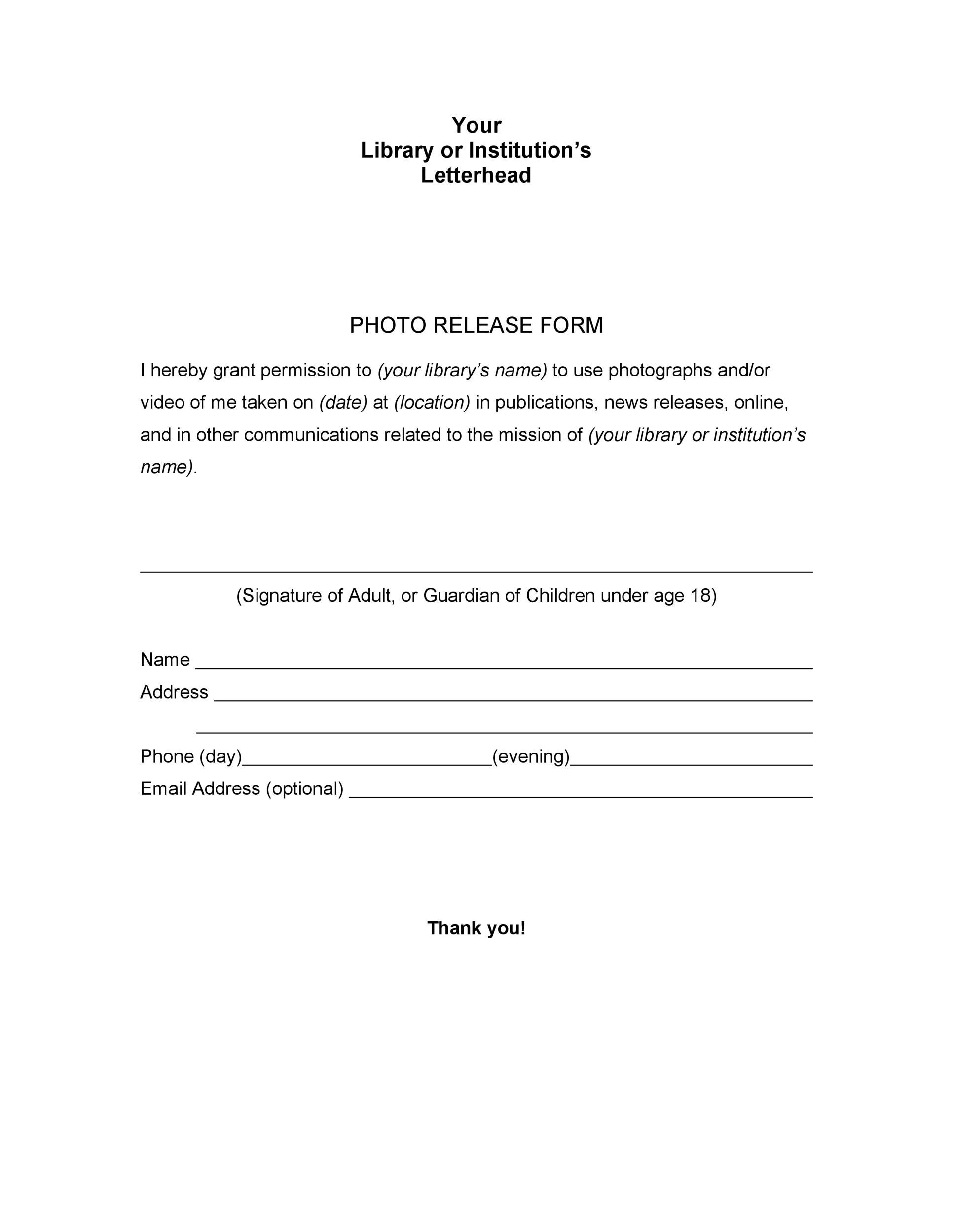 53 Standard Photo Release Forms Free TemplateLab
