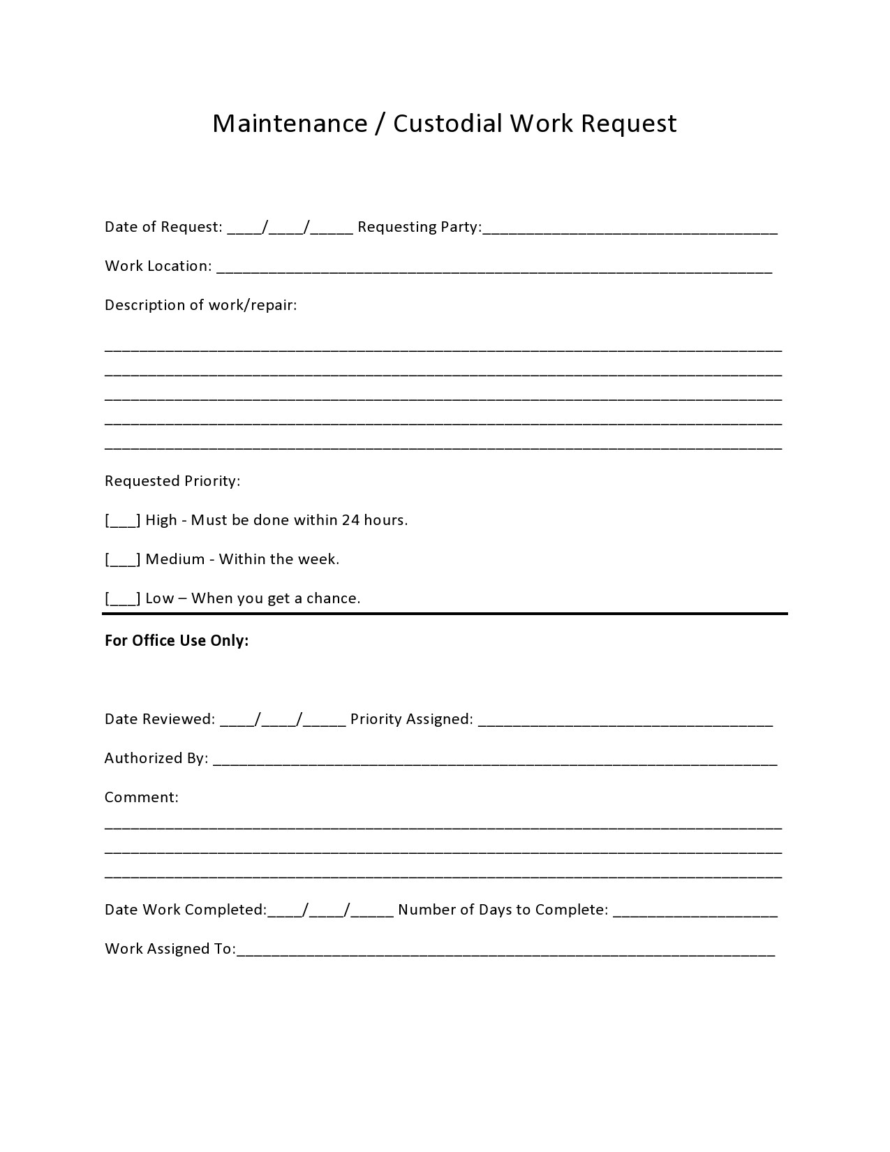 Service Request Form Template Word