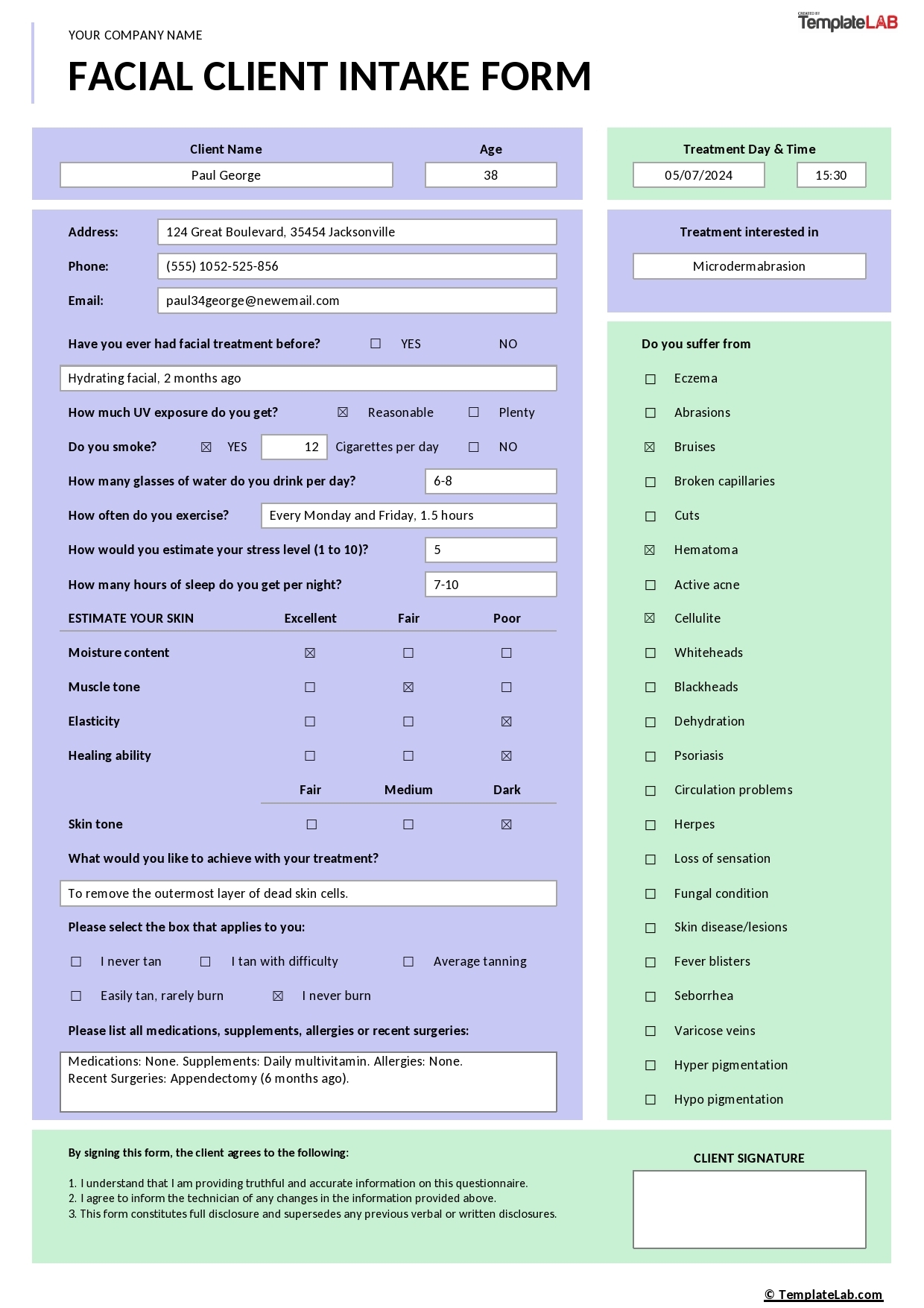 Coaching Intake Form Template