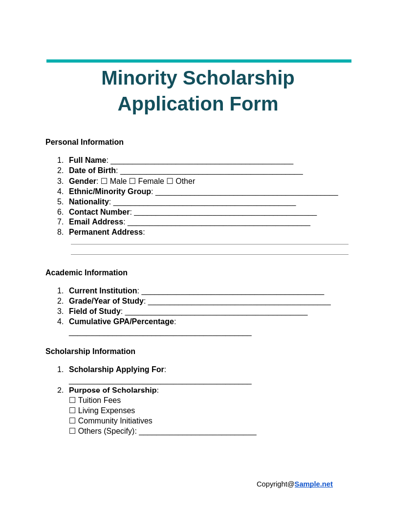 58 FREE Scholarship Application Form Samples To Download