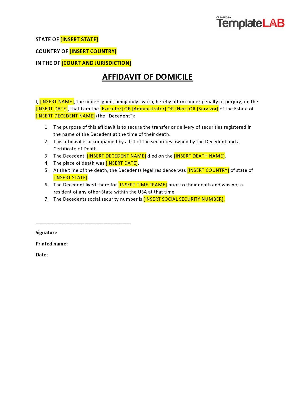 60 Free Affidavit Templates U0026 Forms Word PDF TemplateLab