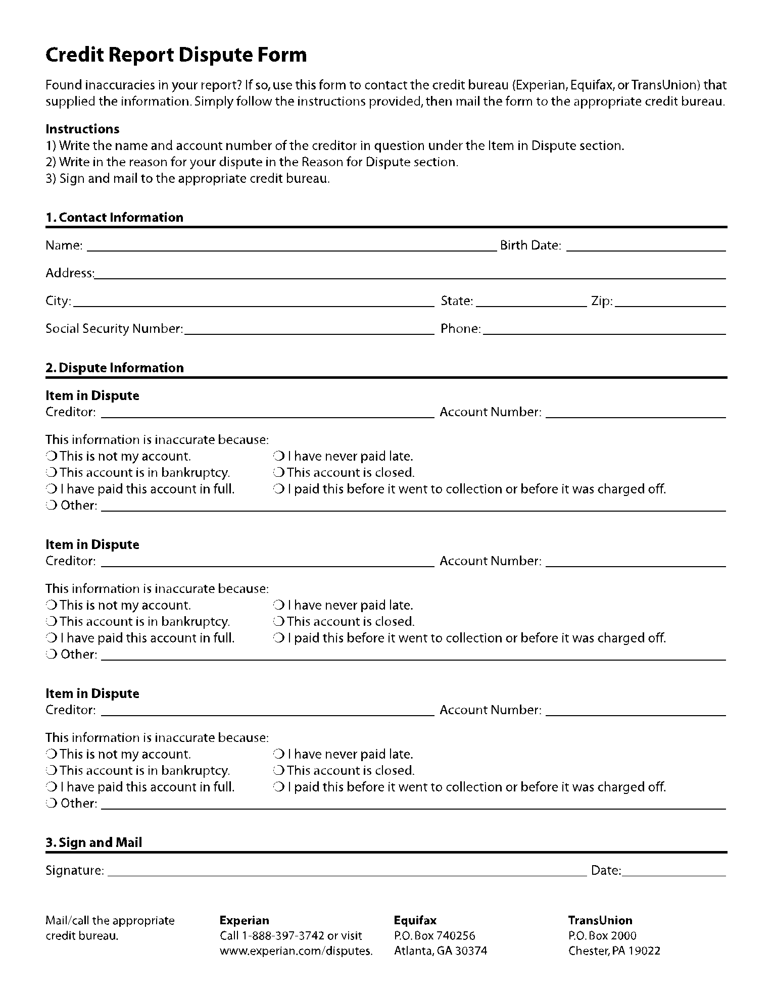 Chargeback Form Template