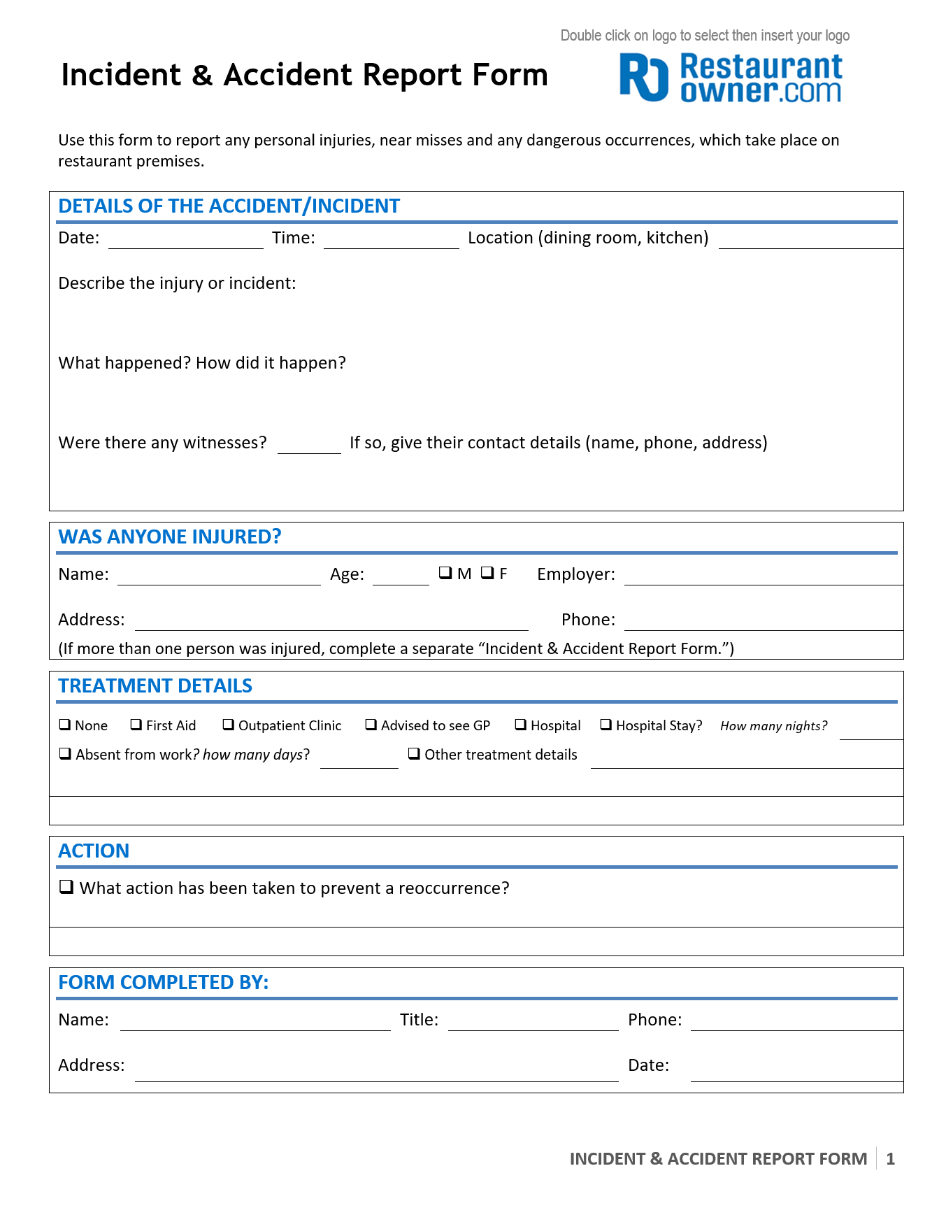 Accident Form Template