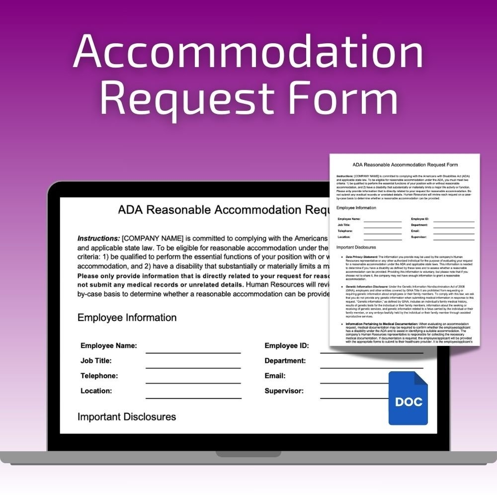 ADA Accommodation Request Form Template HR Launcher Lab