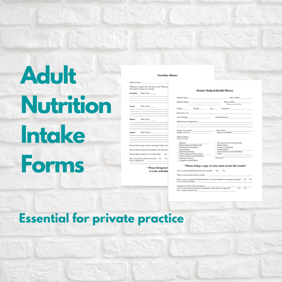 Adult Nutrition Intake Form