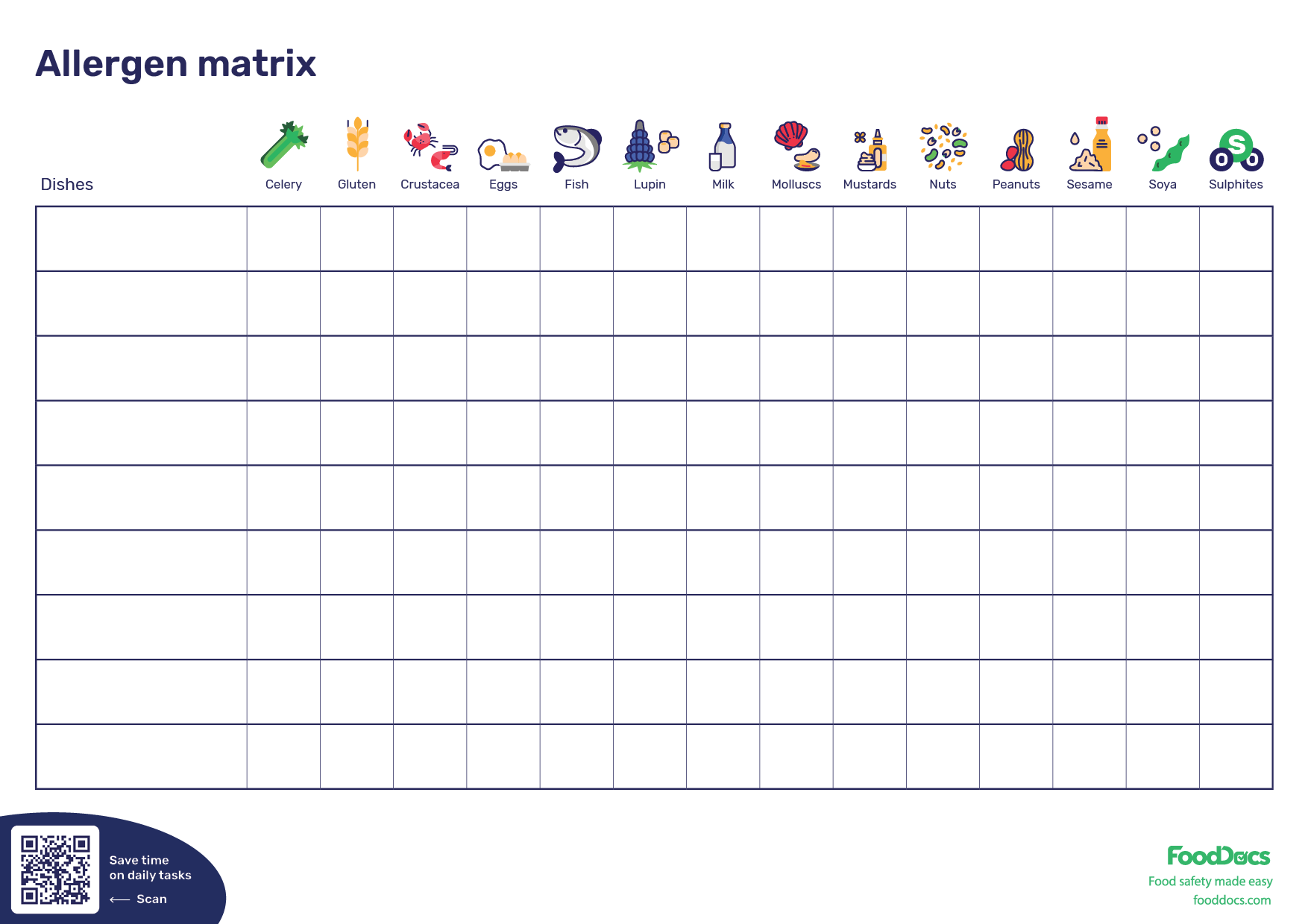 Printable Food Allergy Form Template