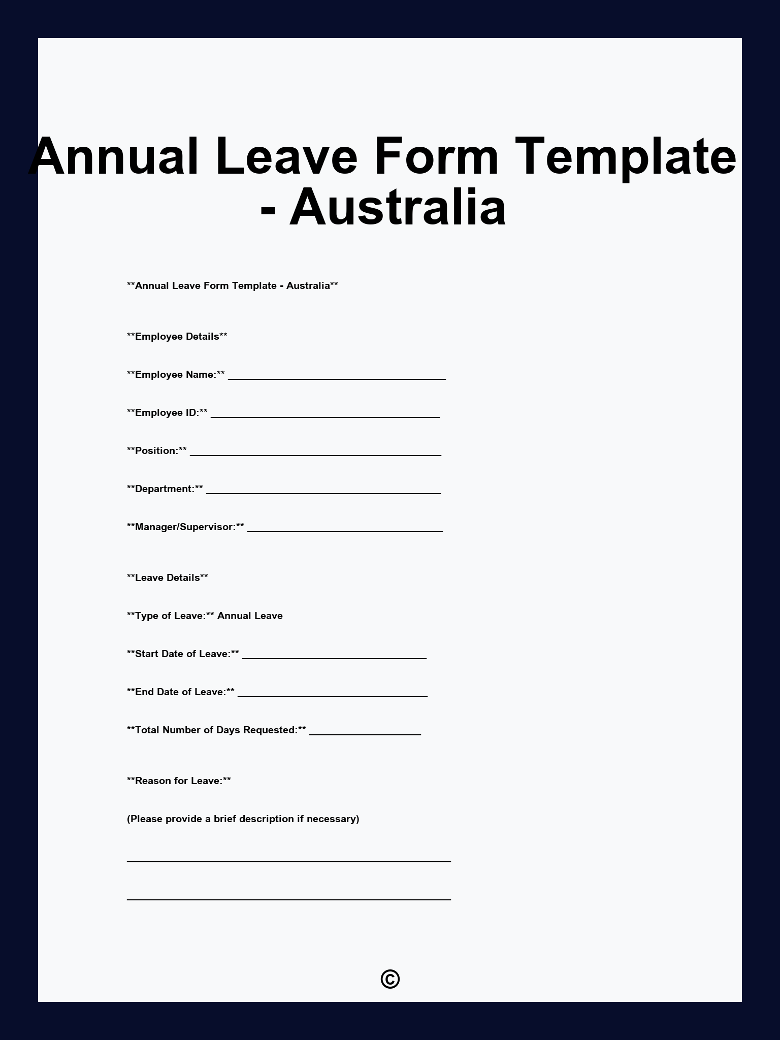 Annual Leave Form Template