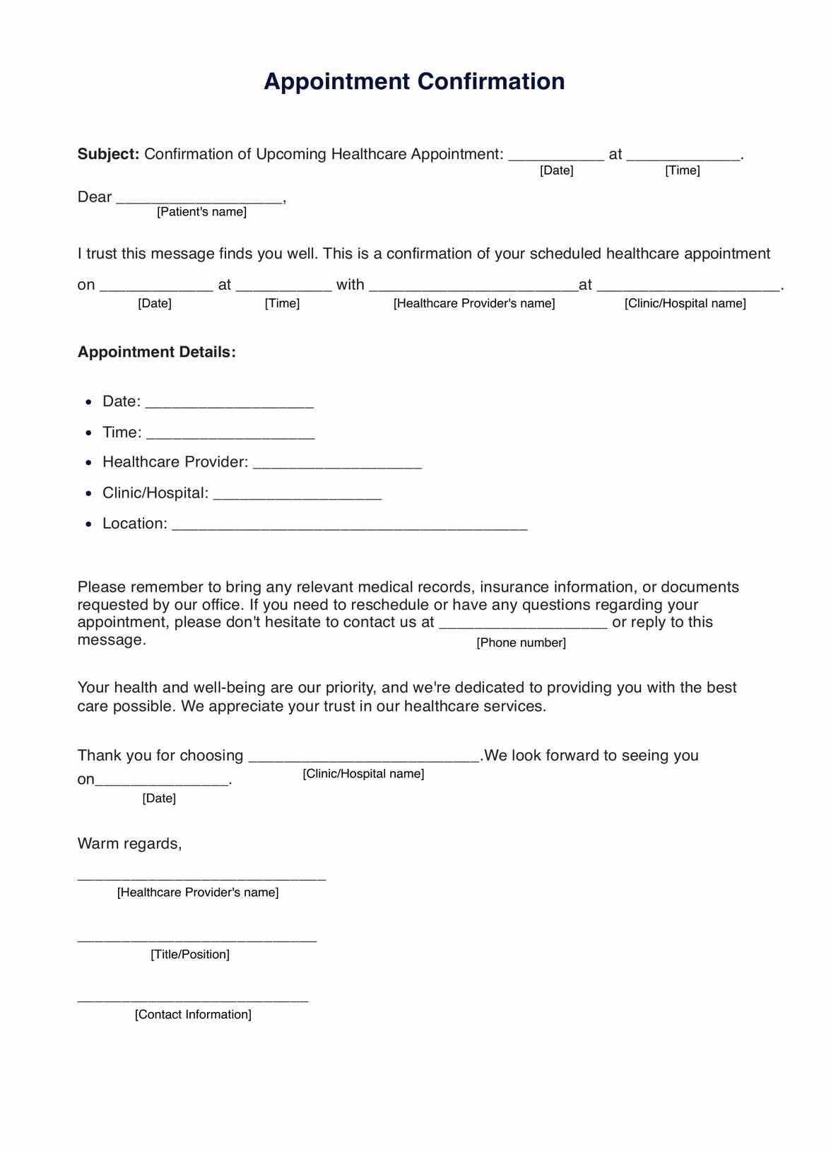 Doctor Appointment Form Template