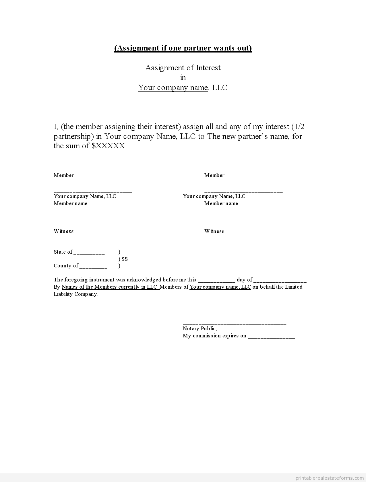 Interest Form Template