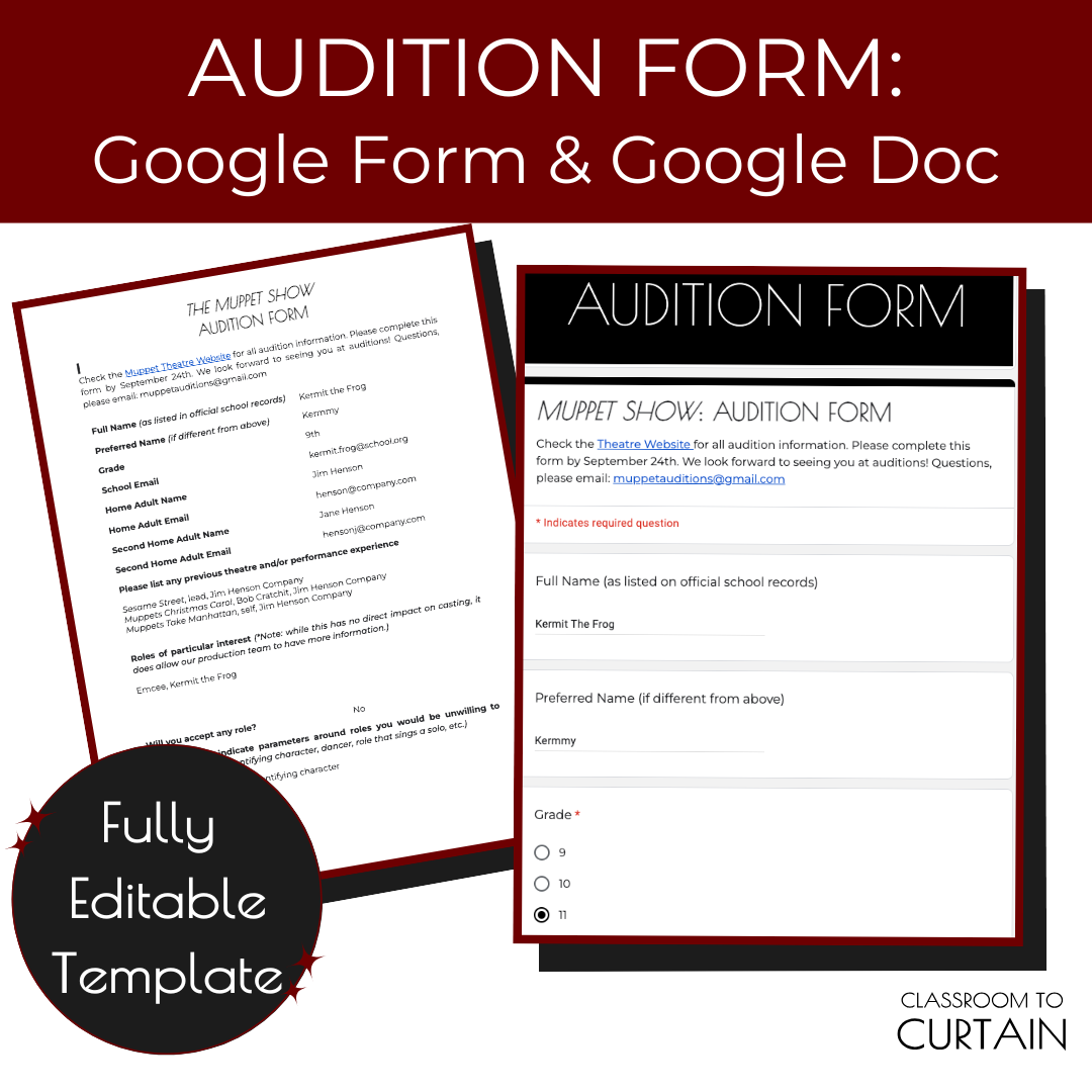 Audition Form Template Word