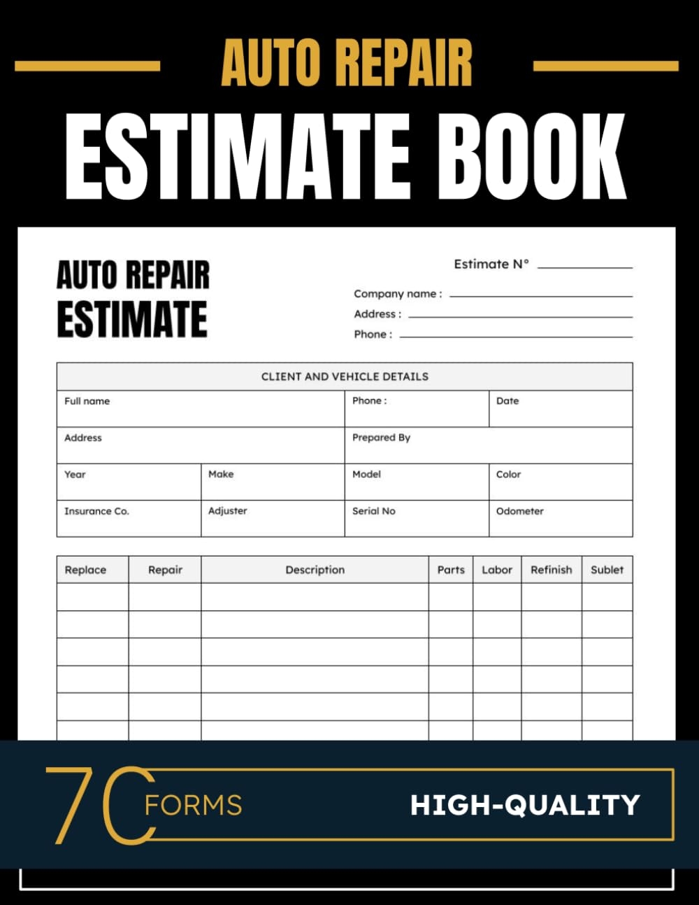 Vehicle Repair Estimate Form Template