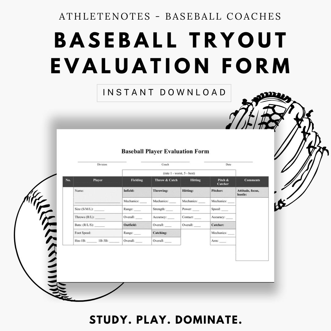 Baseball Player Evaluation Form Etsy